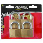 Master Padlock Brass KA 50mm 4PK