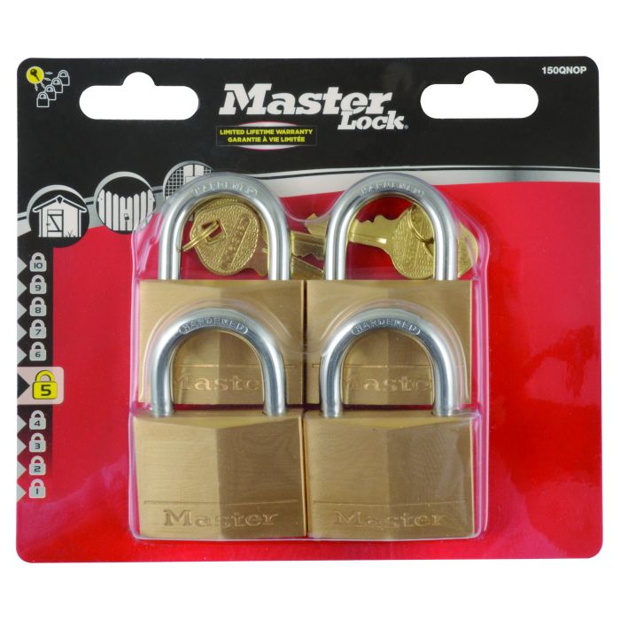 PADLOCK BRASS KA 50MM 4PK MASTER