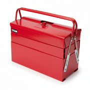 Red toolbox with visible brand name on a white background