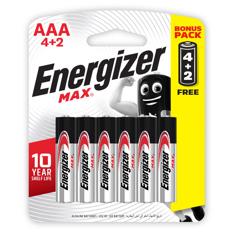 Energizer Max Battery Aaa (4+2 Free) 6PK