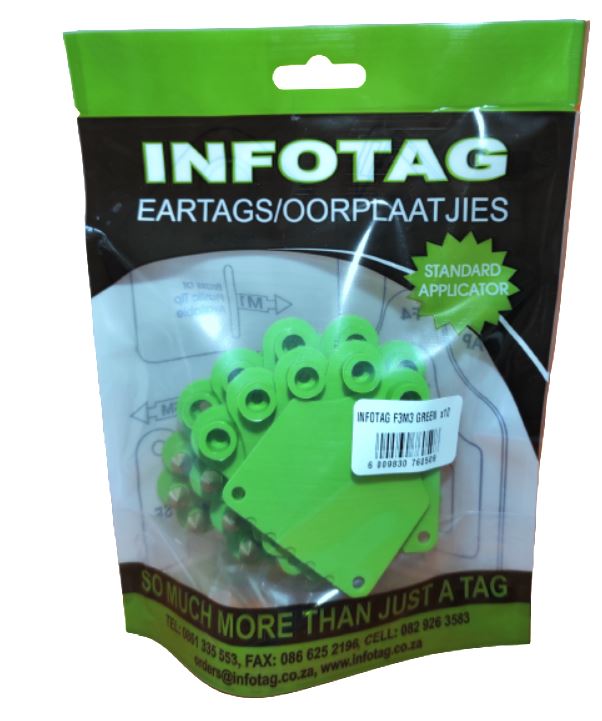 Antrovet Ear Tag Green Info F3/m3 10's