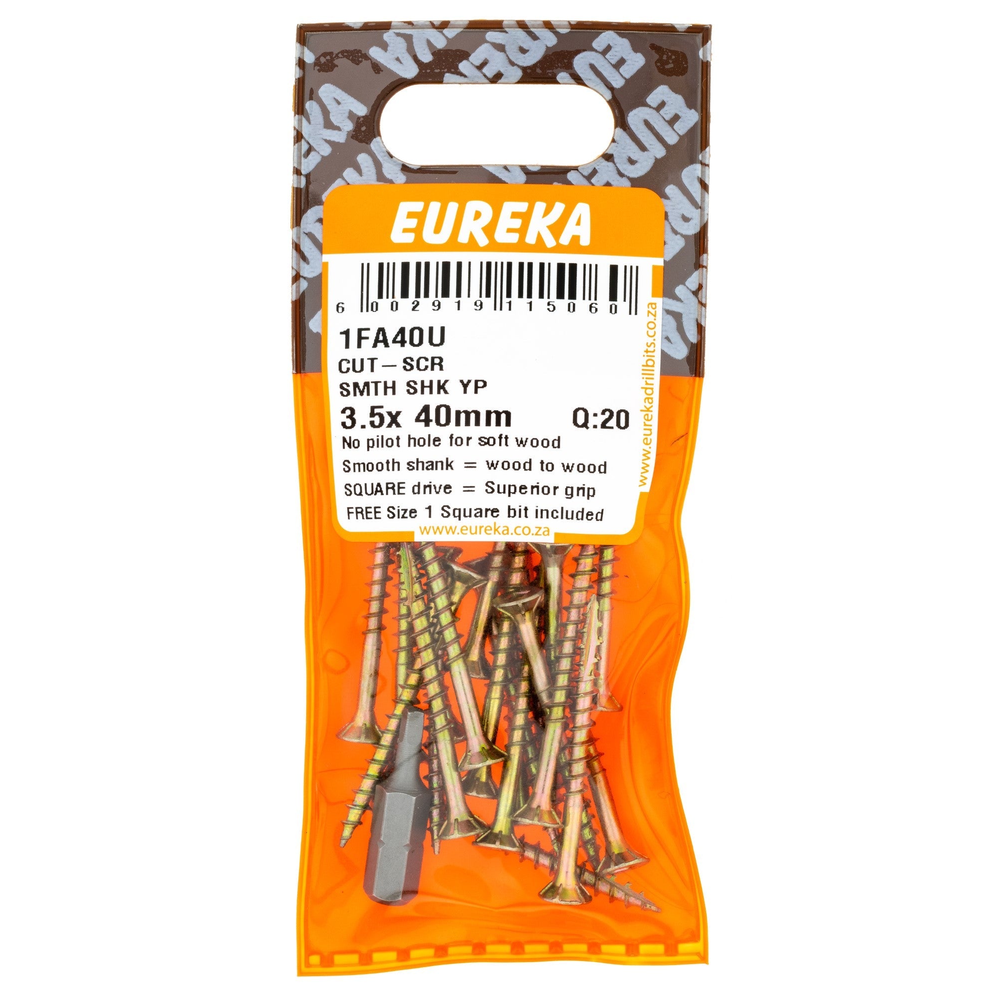 Eureka Cut Screw SMTH SHK YP 3.5 x 40mm Q:20 EURE