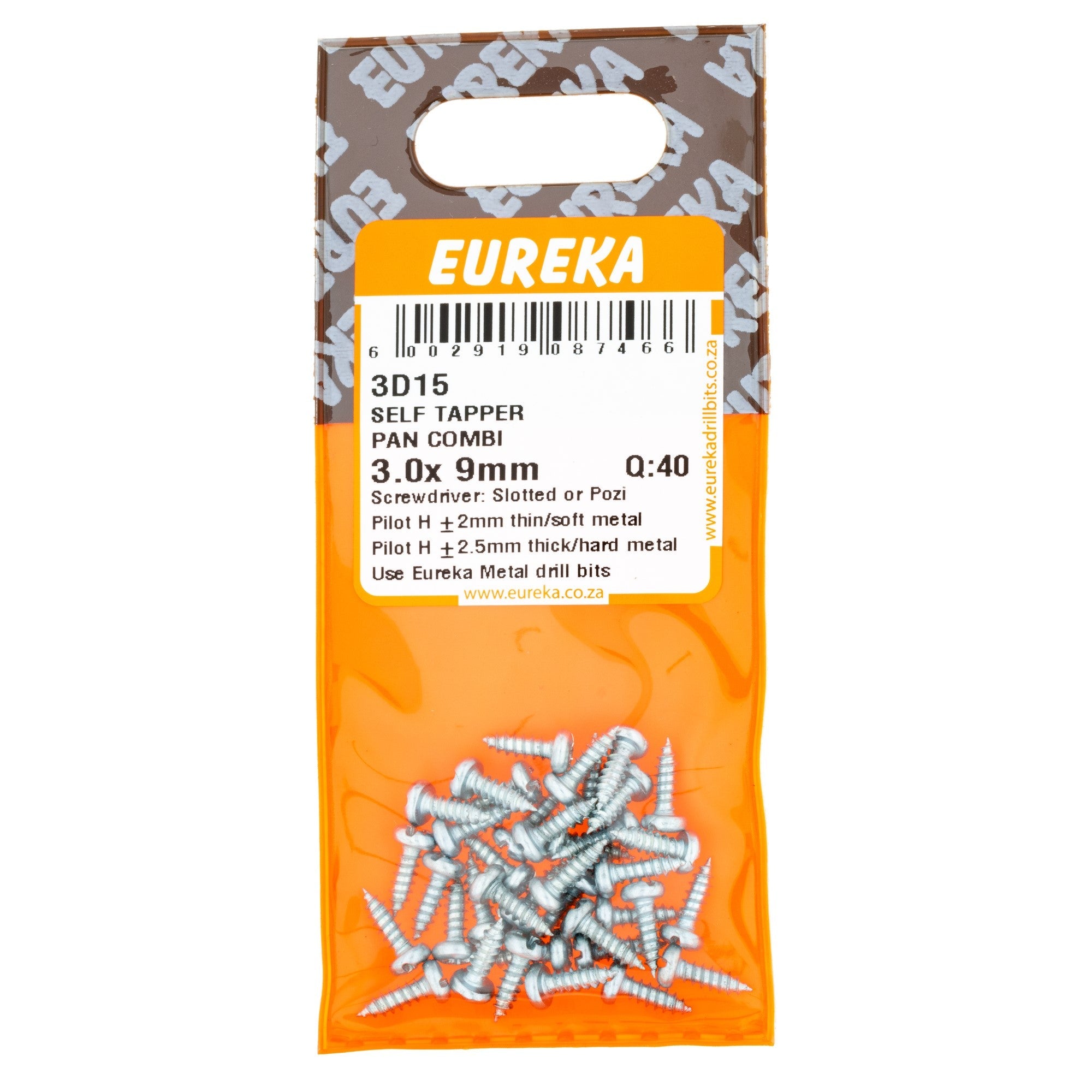 Eureka Screw S/tapper Pan/com 3 x 9mm Q:40