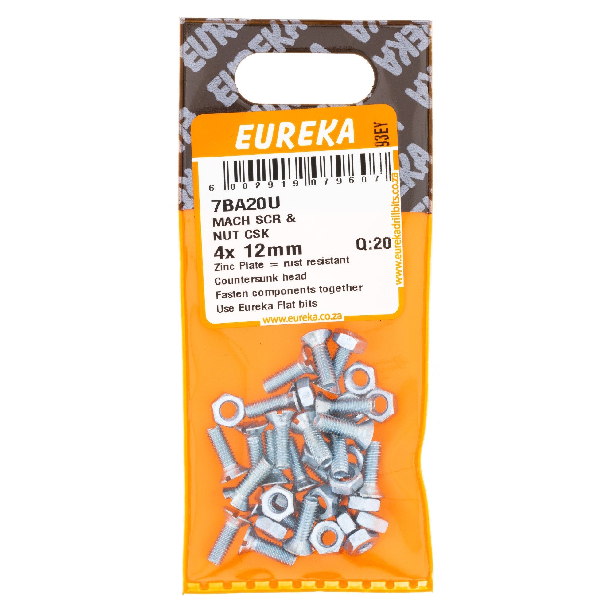 SCREW & NUT MACH CSK 4X12MM Q:20 EUREKA