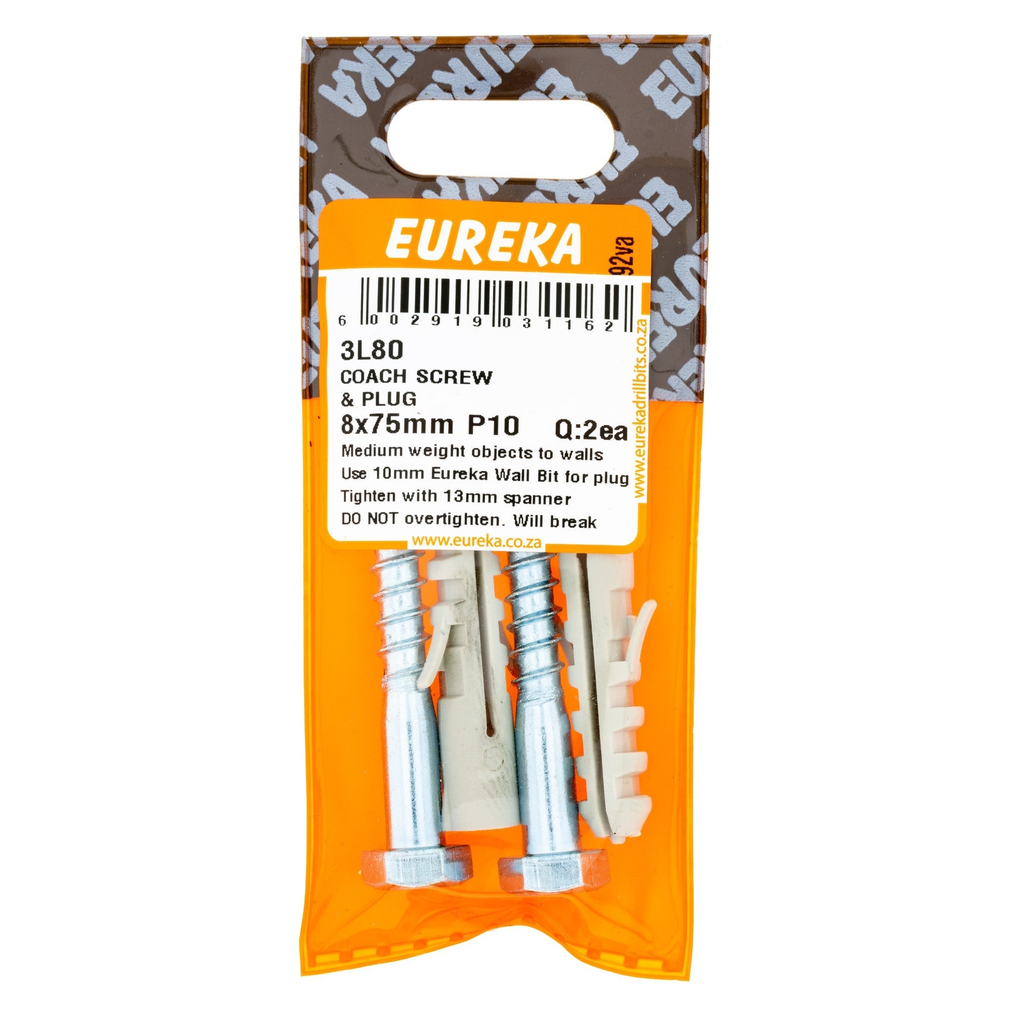 Eureka Coach Screw & Plug 8 x 75mm P10 Q:2