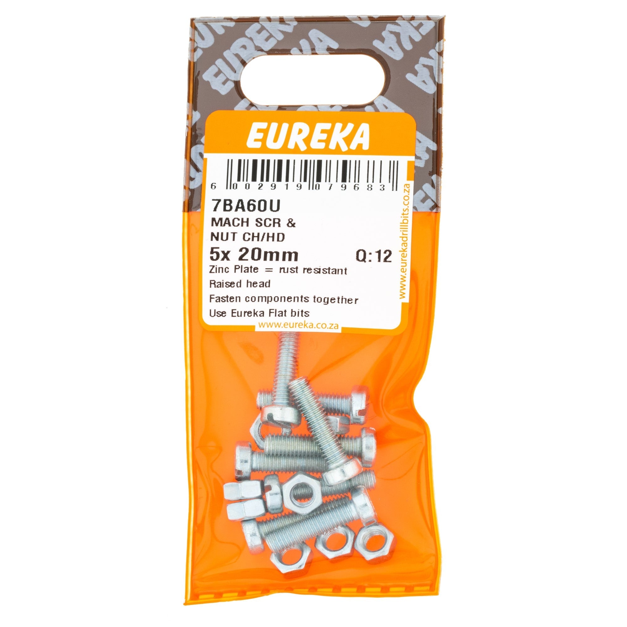 Eureka Screw&nut MACH Ch/hd 5 x 20mm Q:15