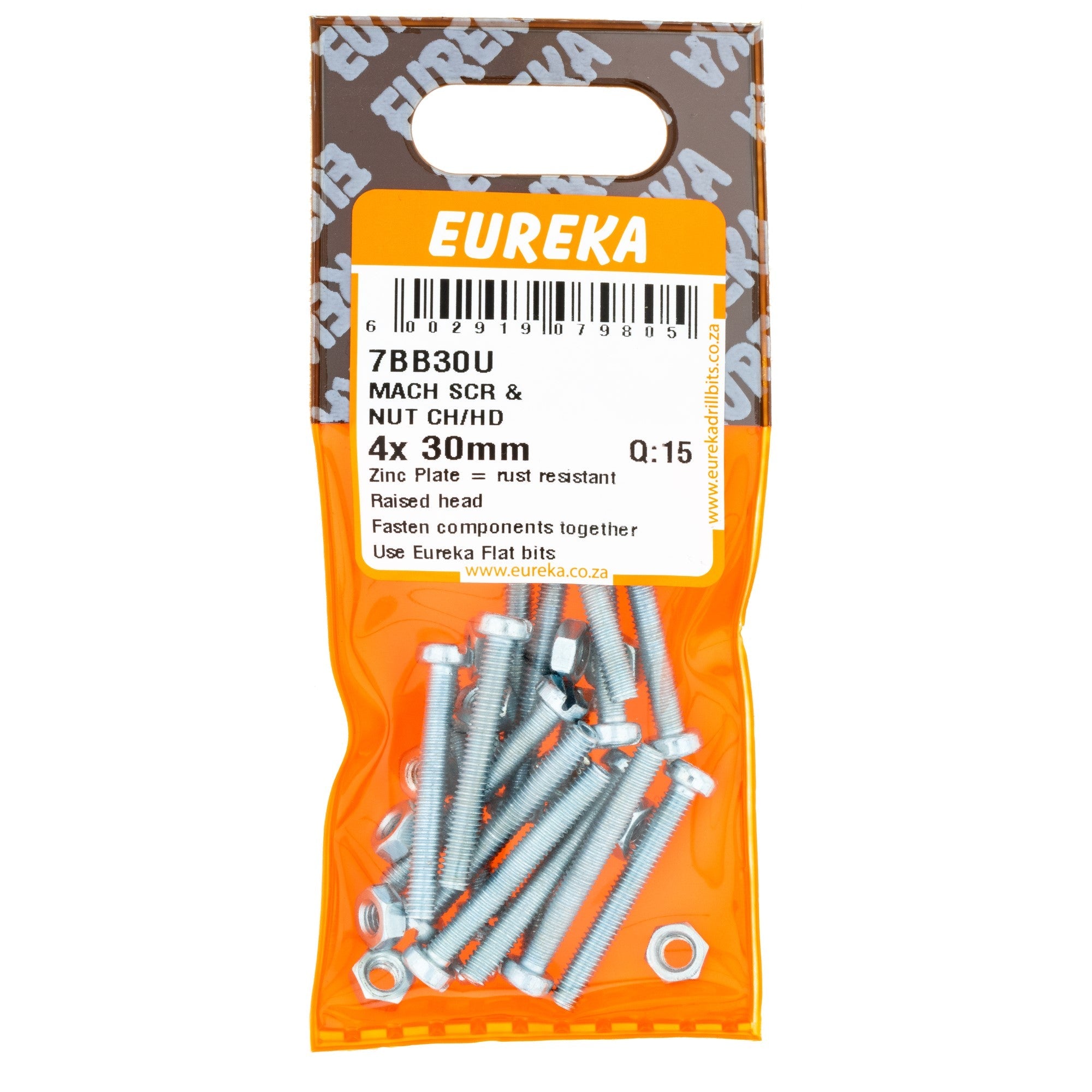 Eureka Screw&nut MACH Ch/hd4 x 30mm Q:102