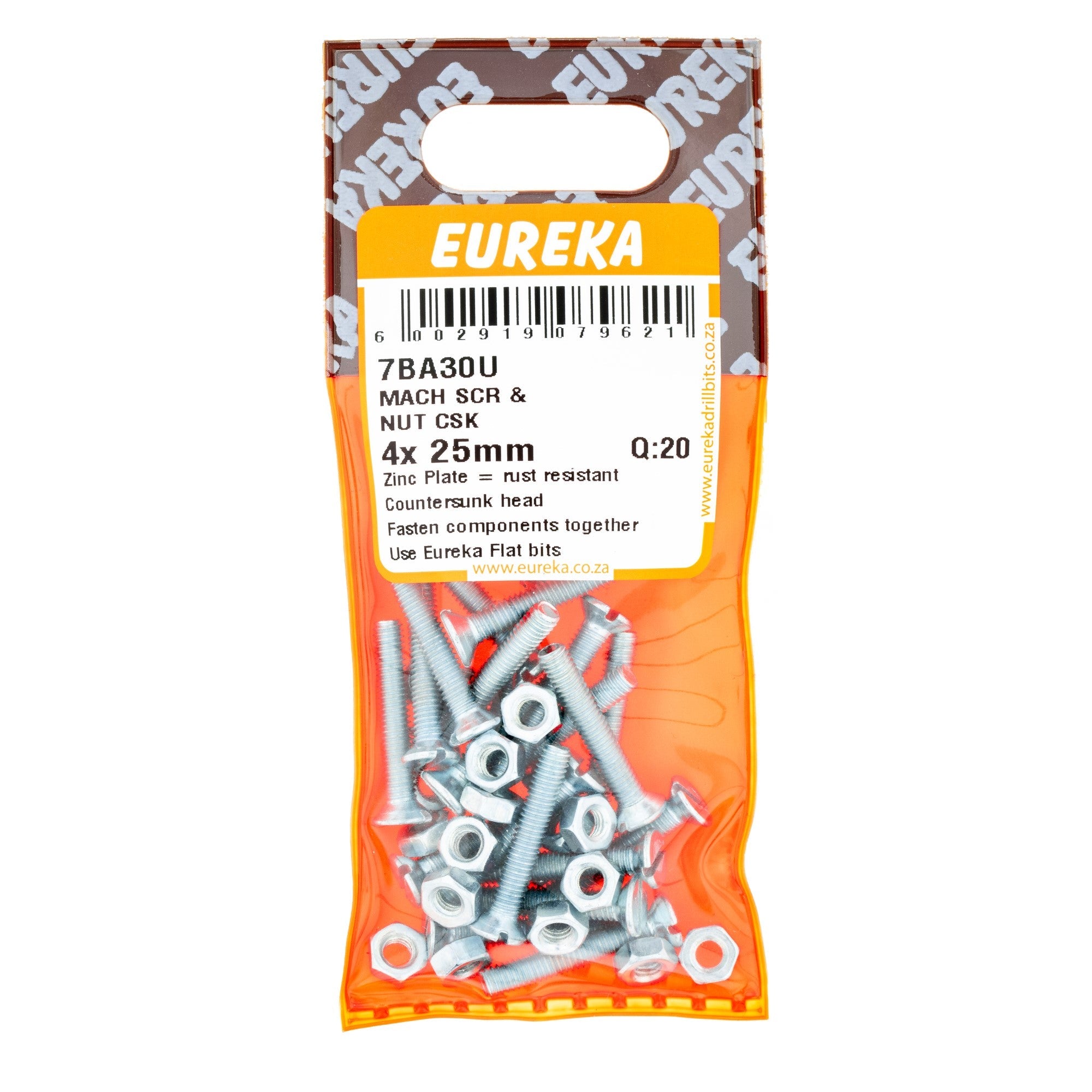 SCREW & NUT MACH CSK 4X25MM Q:20 EUREKA