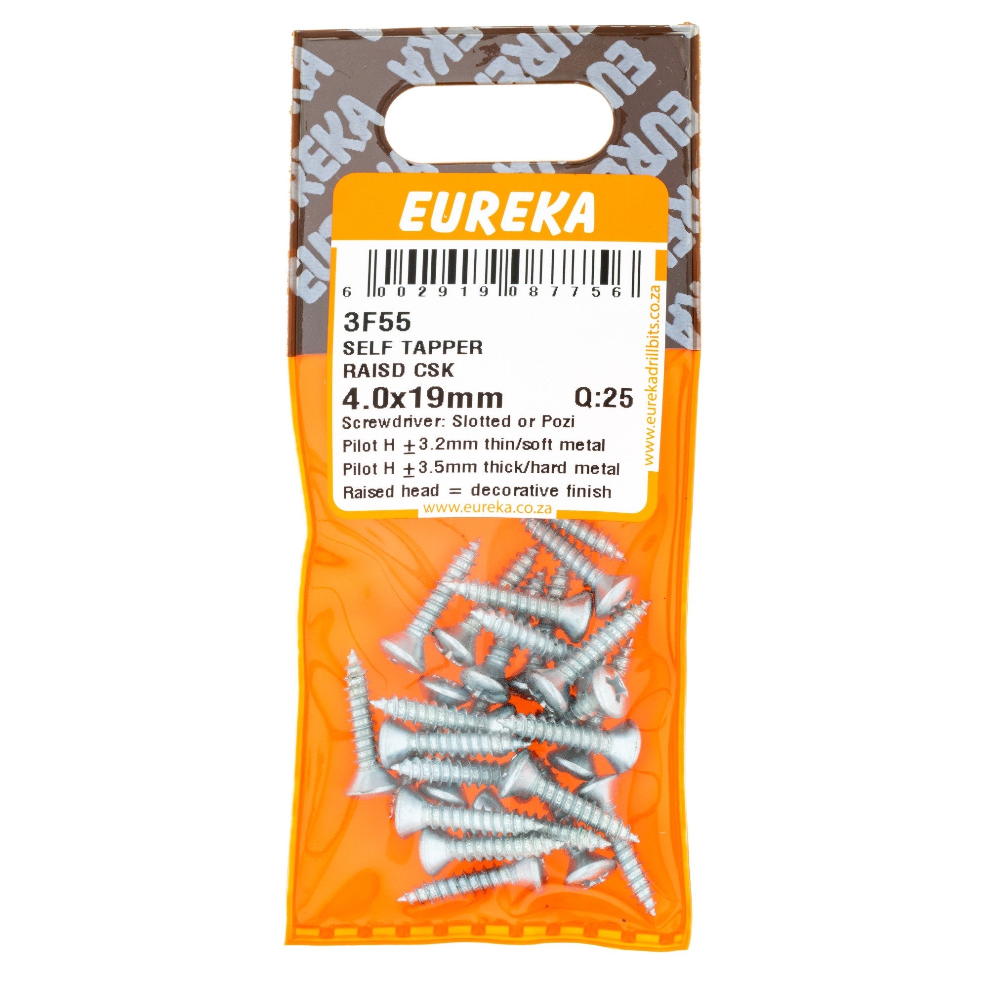 Eureka Screw S/tapper RSD CSK 4.0 x 19mm Q25 EURE
