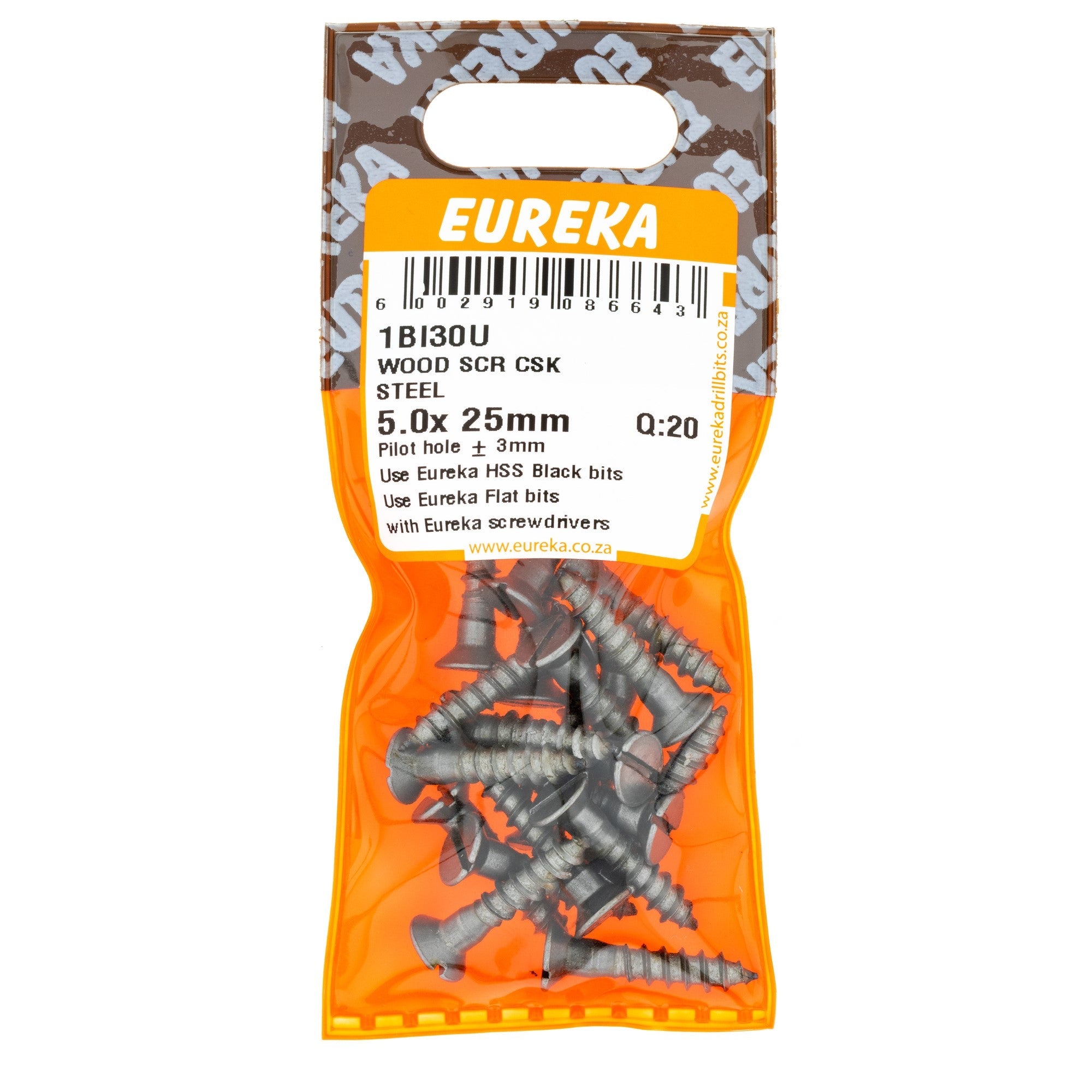 Eureka Wood Screw CSK Steel 5.0 x 25mm Q:20 Eurek