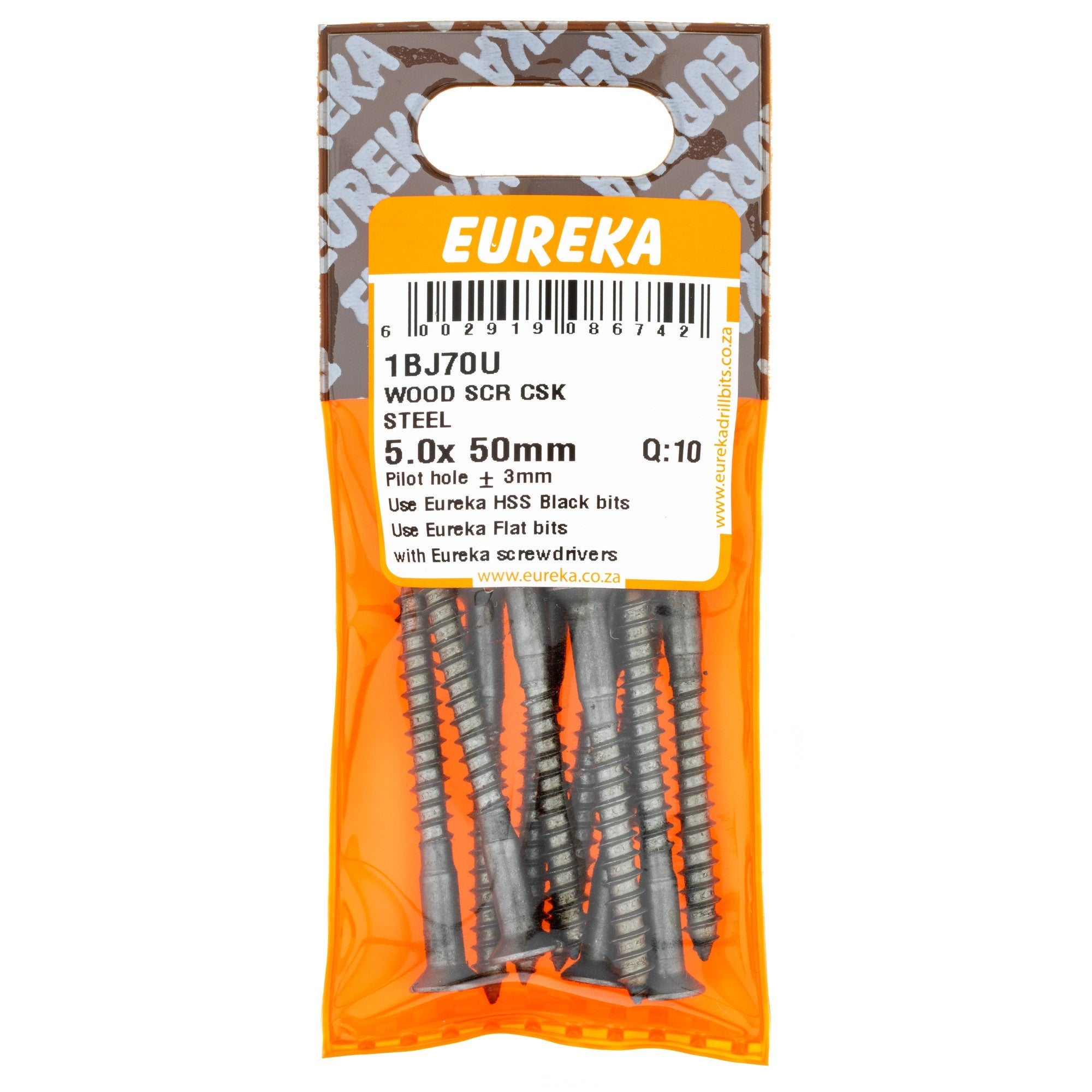 Eureka Wood Screw CSK Steel 5.0 x 50mm Q:10 Eurek