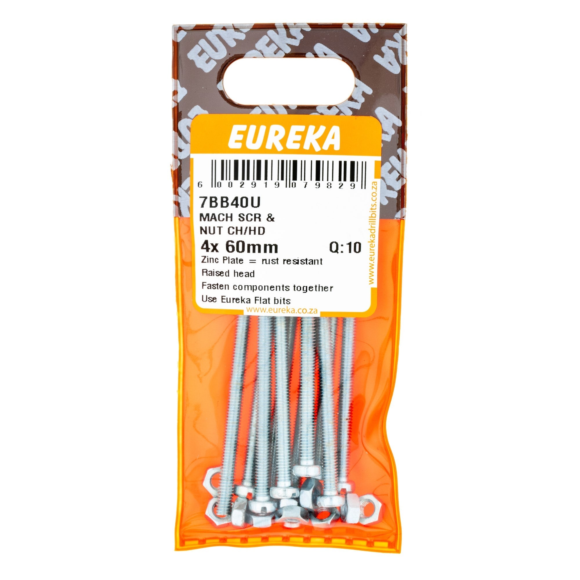 Eureka Screw&nut MACH Ch/hd 4 x 60mm Q:100