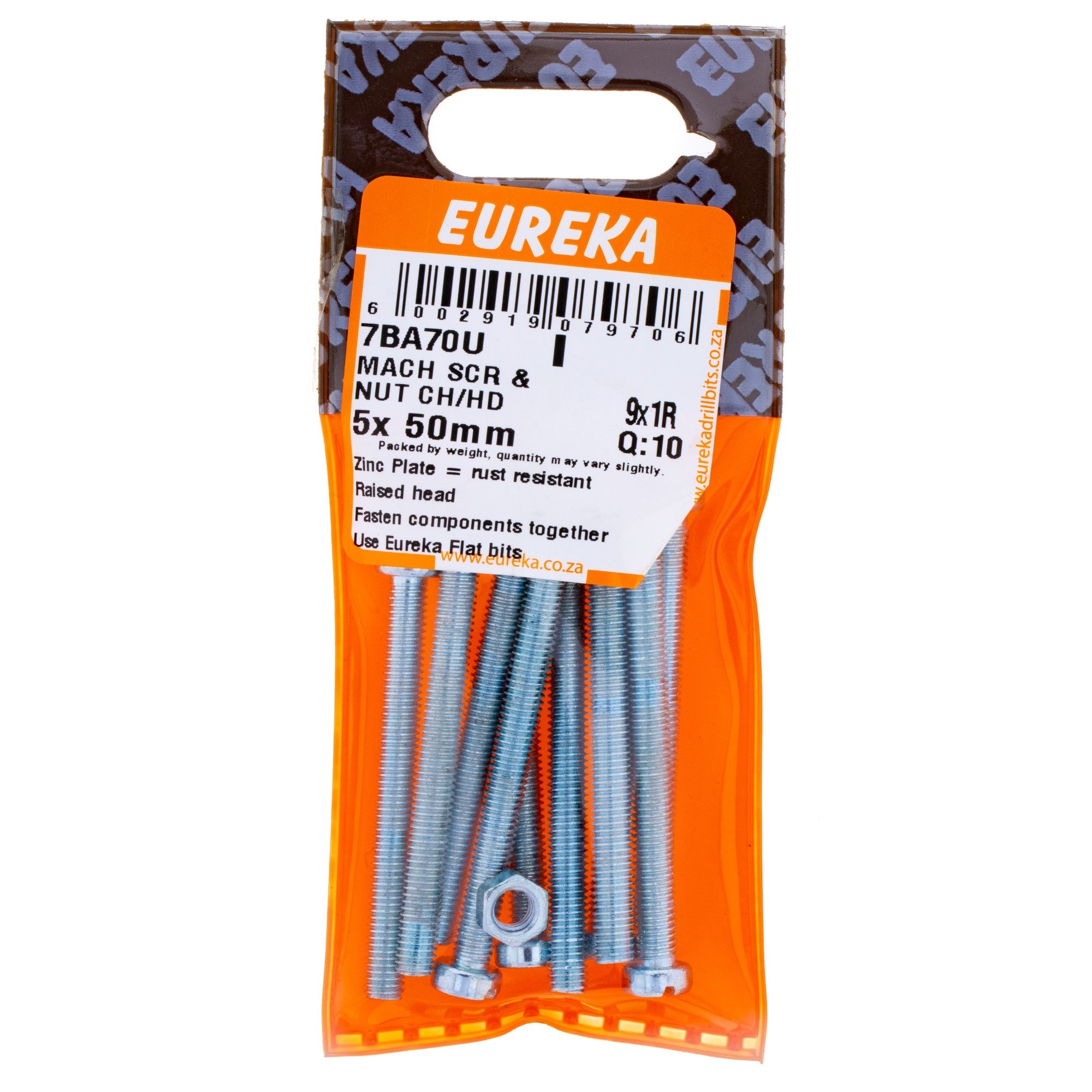 Eureka Screw&nut MACH Ch/hd 5 x 50mm Q:100