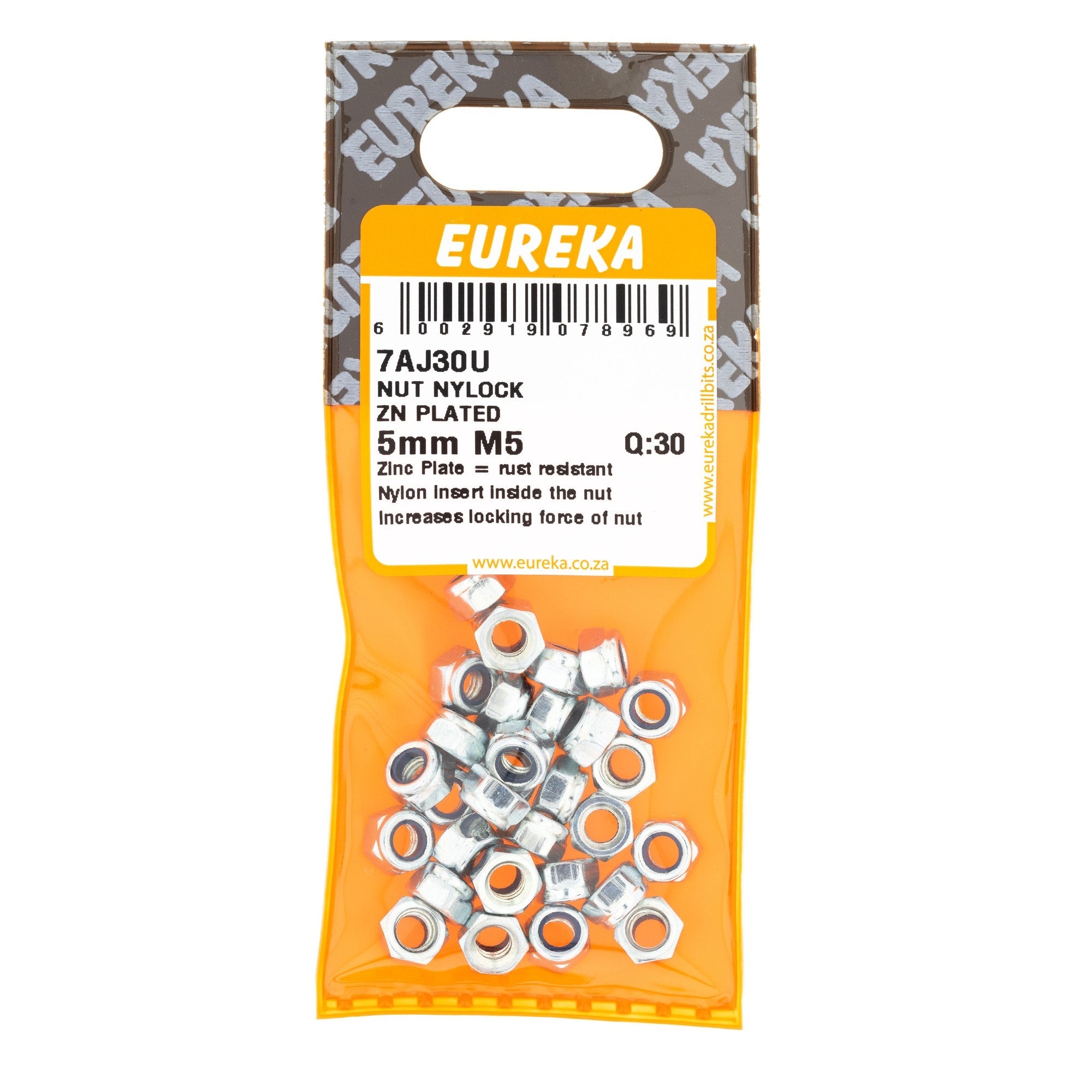Eureka Nut Nylock ZN Plated 5mm M5 Q:30
