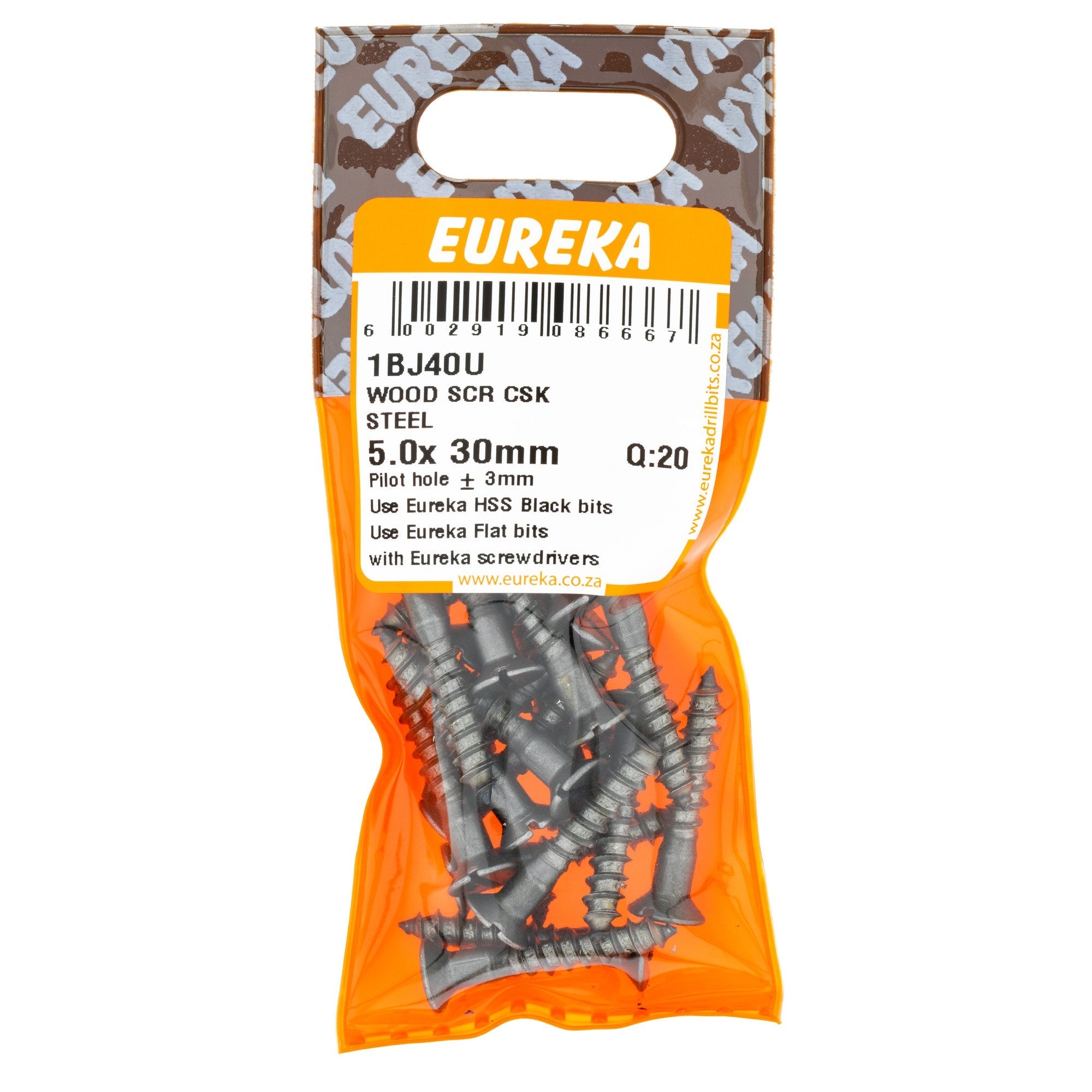 Eureka Wood Screw CSK Steel 5.0 x 30mm Q:20 Eurek