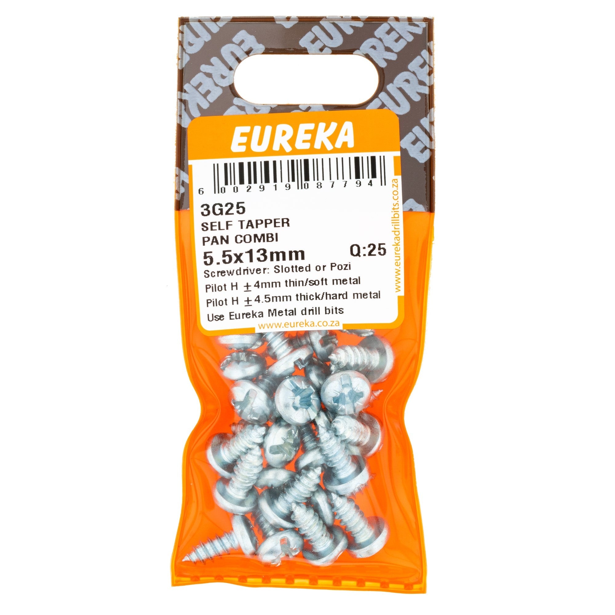 Eureka Screw S/tapper Pan/com 5.5 x 13mm Q:25 EUR