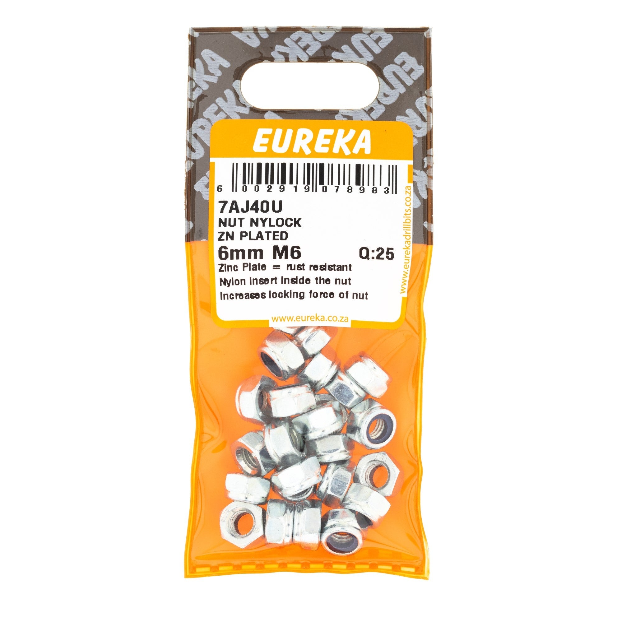 Eureka Nut Nylock ZN Plated 6mm M6 Q:25