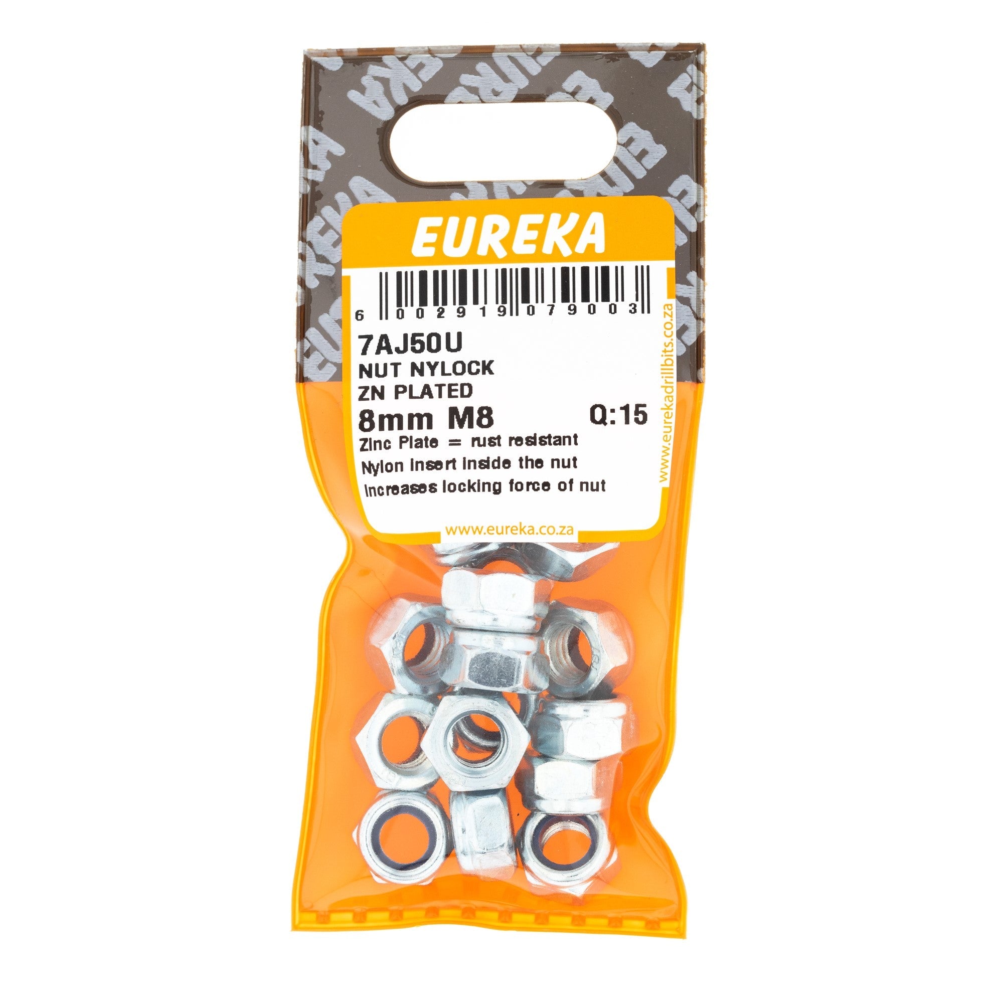 Eureka Nut Nylock ZN Plated 8mm M8 Q:15