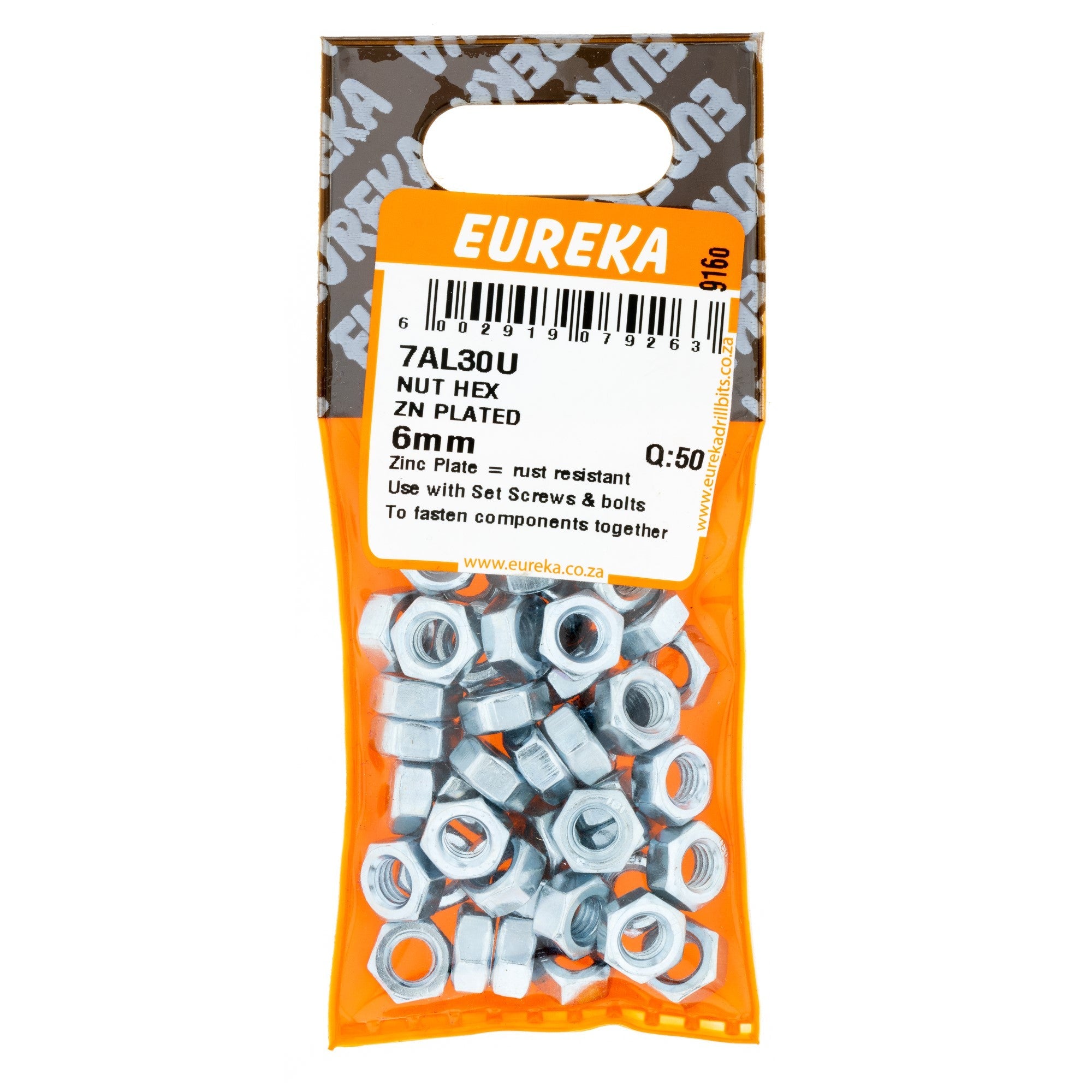 Eureka Nut Hex Galv 6mm Q:50