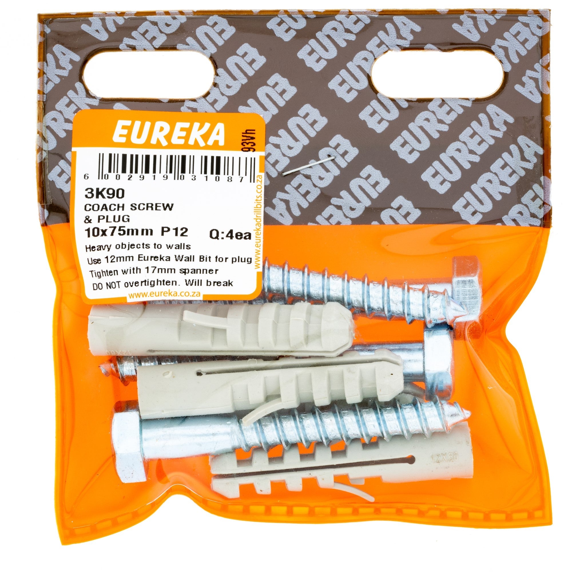 Eureka Coach Screw & Plug 10 x 75mm P12 Q:4 Eurek