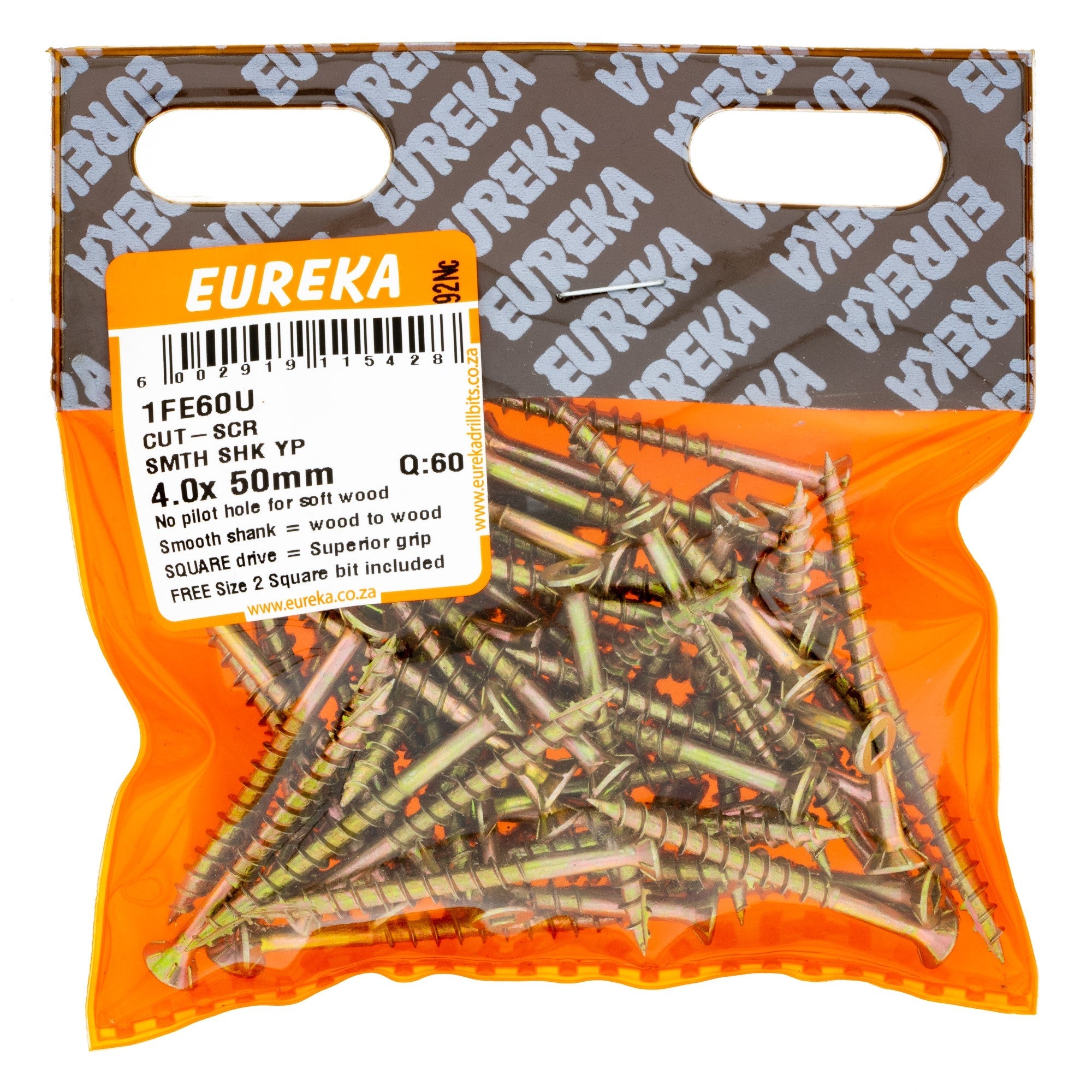 Eureka Cut Screw SMTH SHK YP 4 x 50mm Q:60