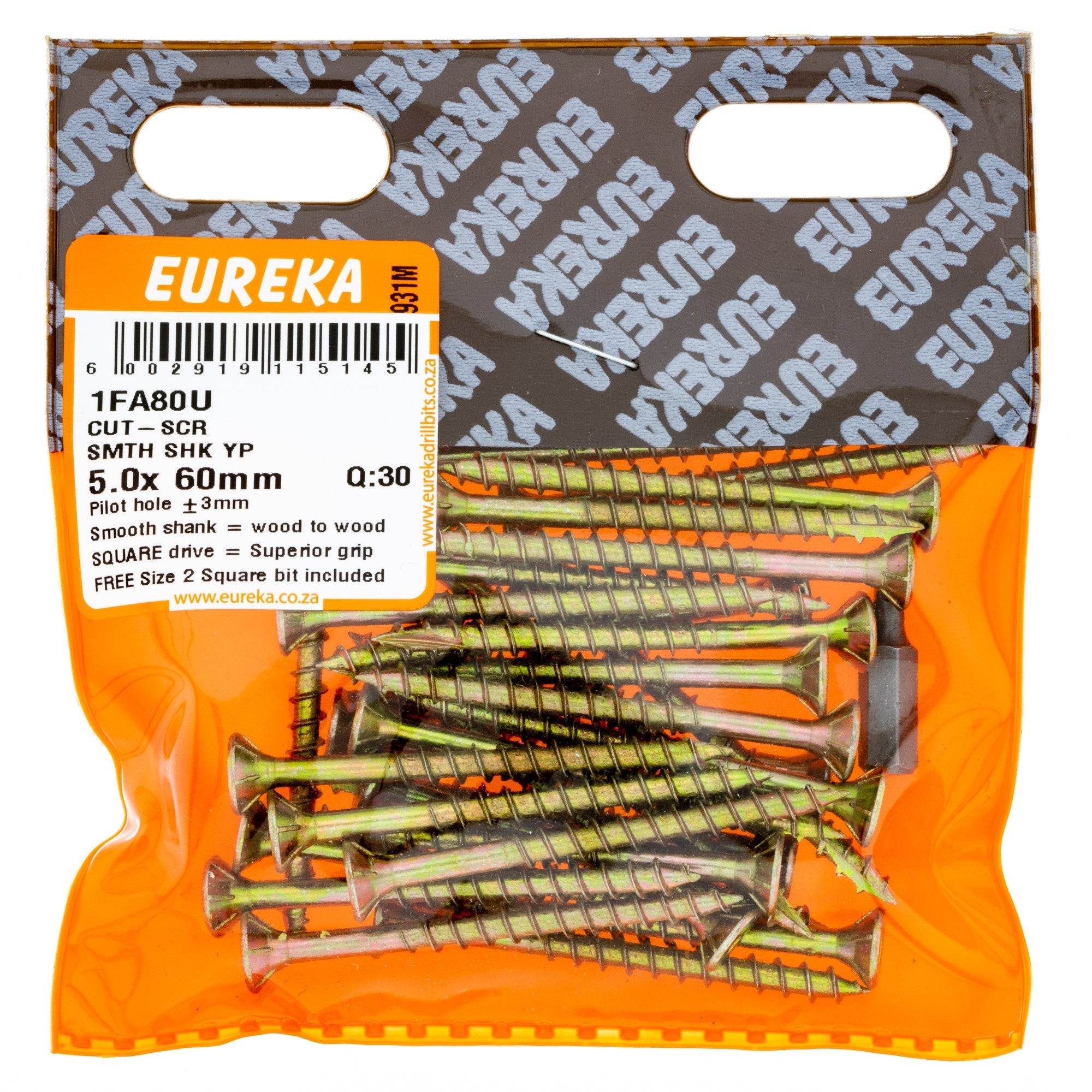 Eureka Cut Screw SMTH SHK YP 5 x 60mm Q:30