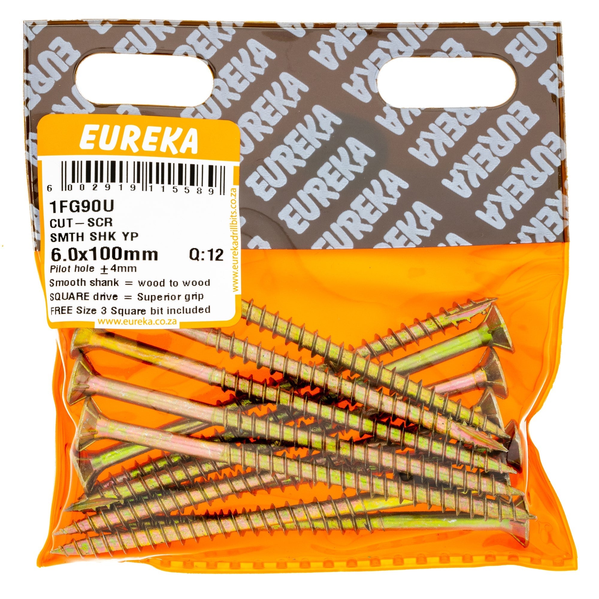 Eureka Cut Screw SMTH SHK YP 6 x 100mm Q:12 Eurek