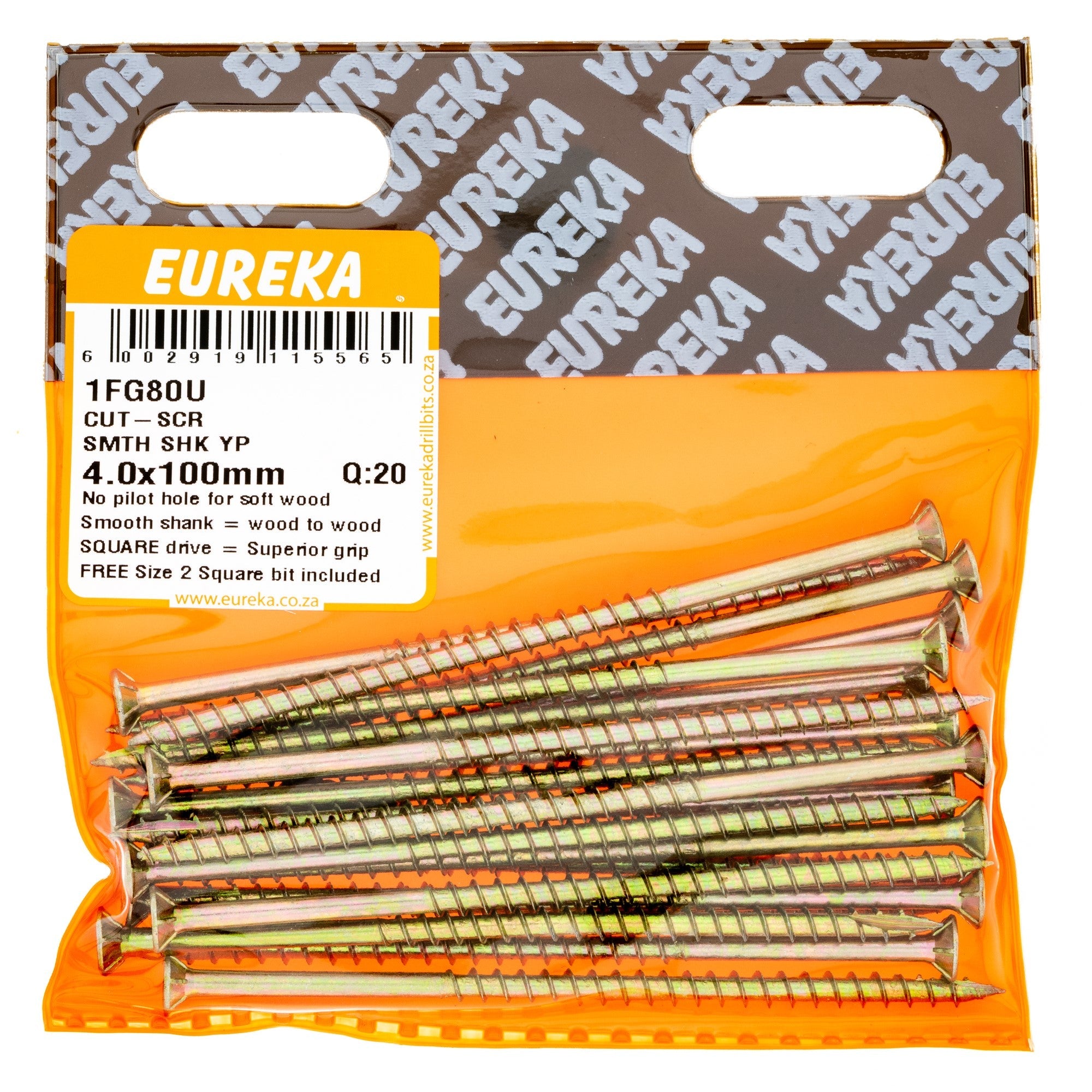 Eureka Cut Screw SMTH SHK YP 4 x 100mm Q:20 Eurek