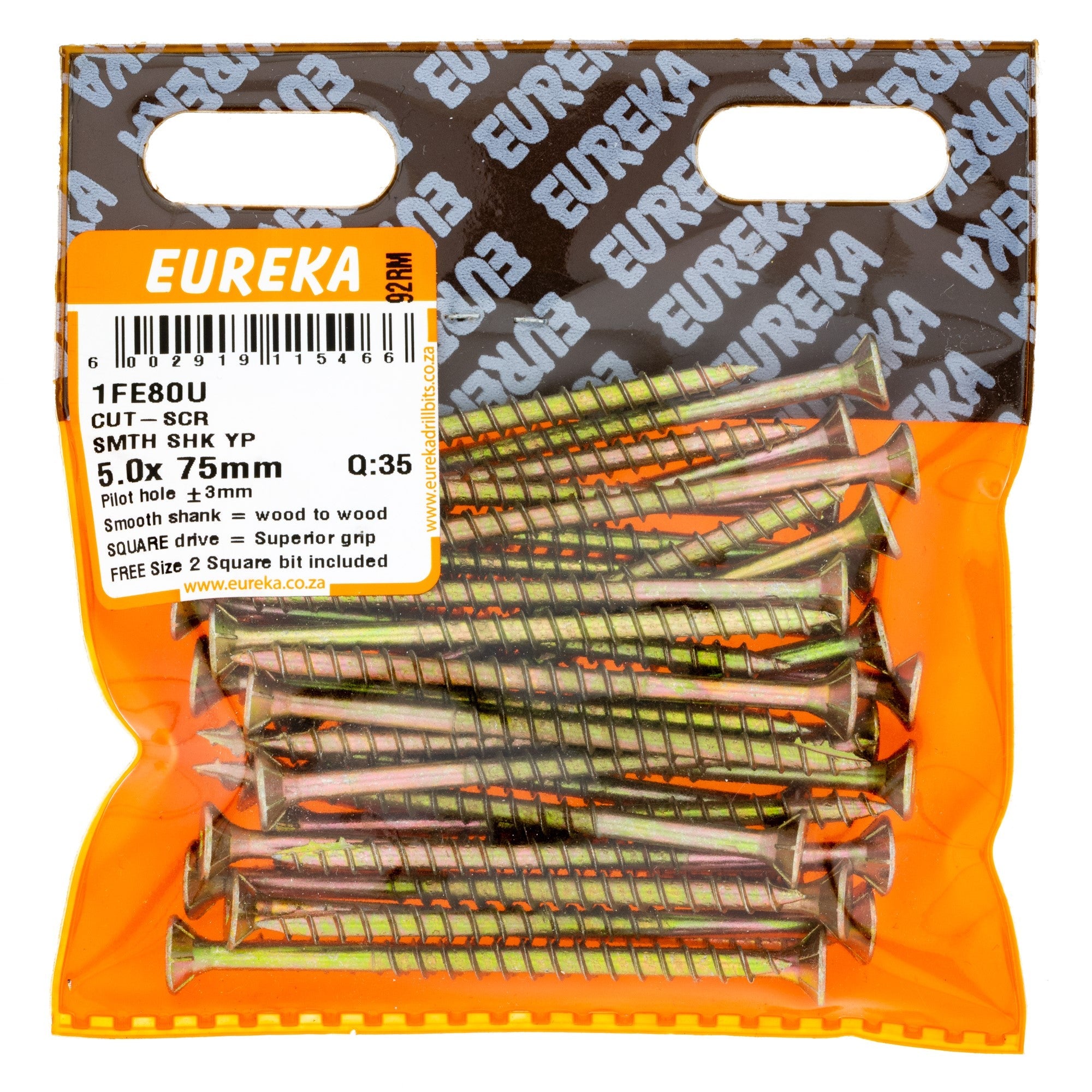 Eureka Cut Screw SMTH SHK YP 5 x 75mm Q:35