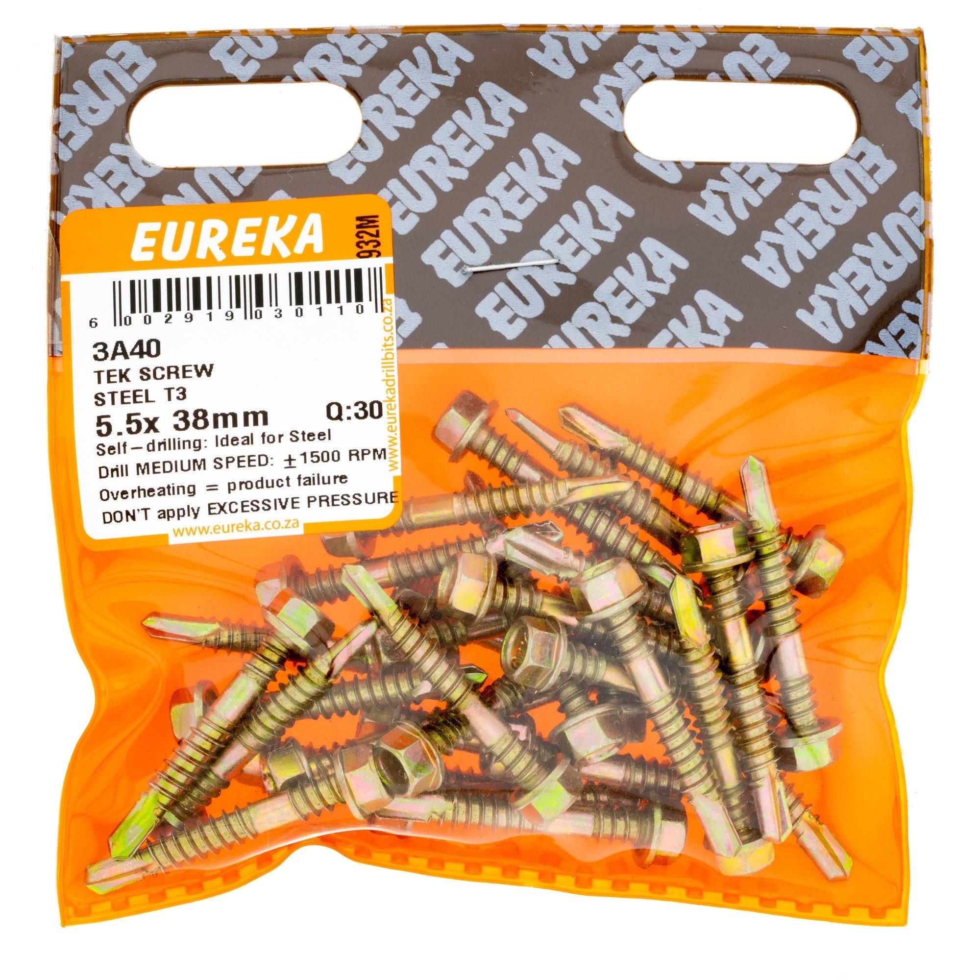 SCREW HEX T CRSE 5.5X38MM Q:30 EUREKA