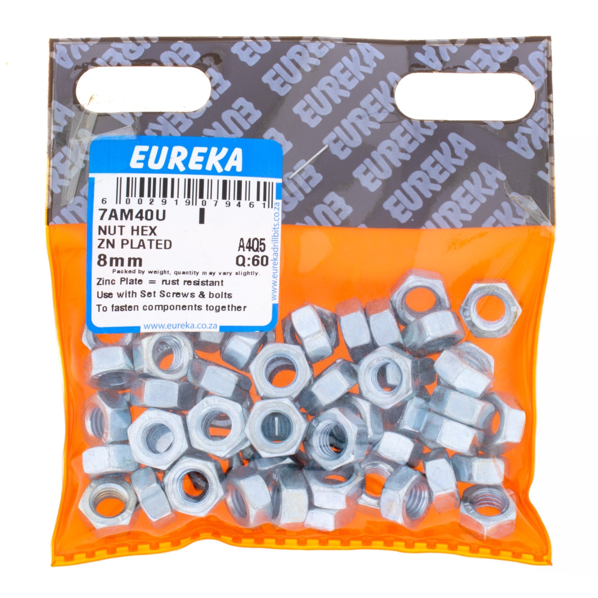 Eureka Nut Hex Galv 8mm Q:60