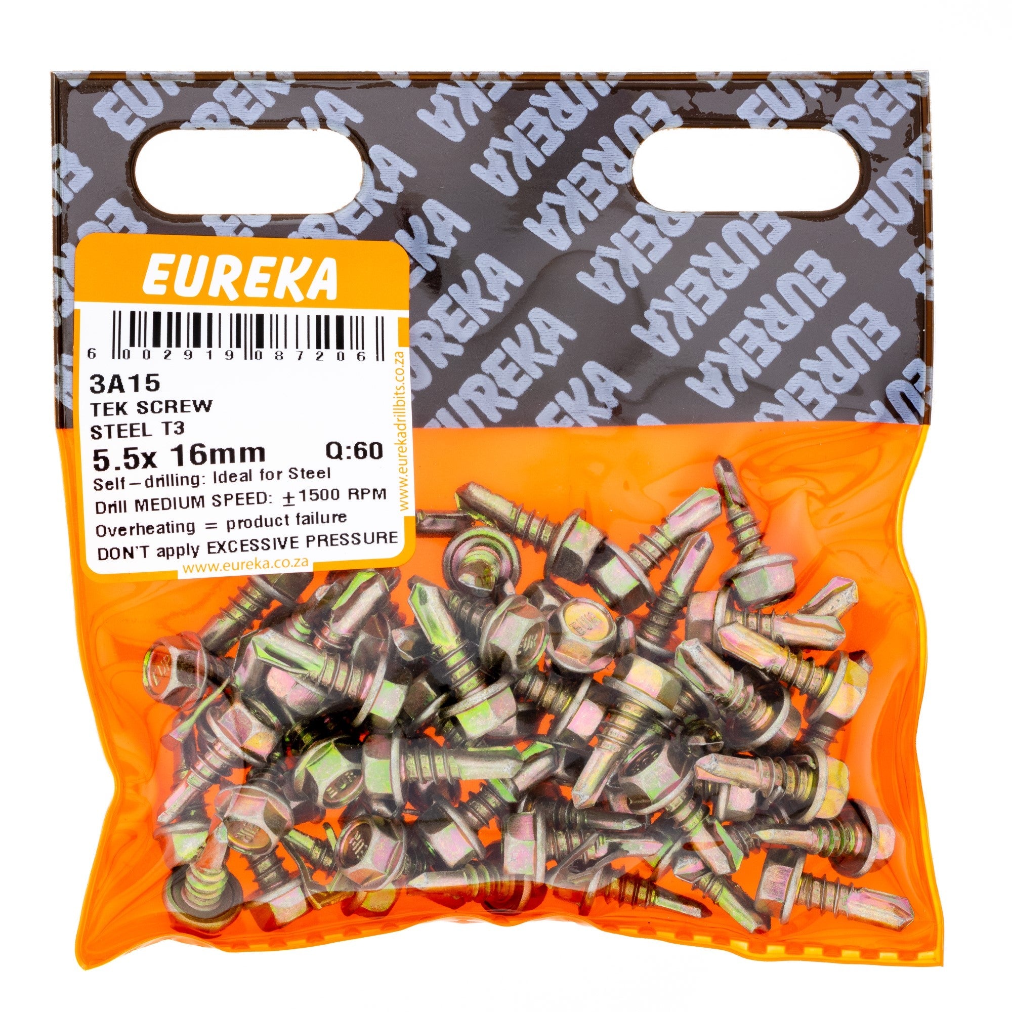 SCREW HEX T CRSE 5.5X16MM Q:60 EUREKA