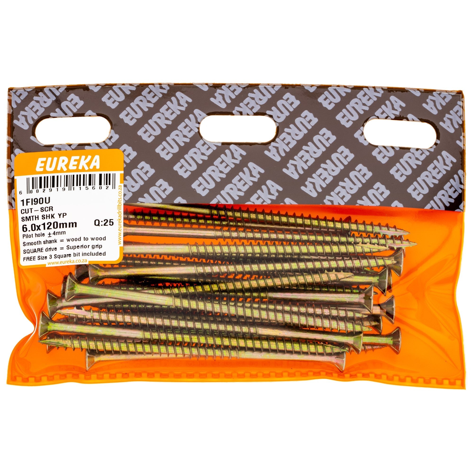 Eureka Cut Screw SMTH SHK YP 6 x 120mm Q:25 Eurek