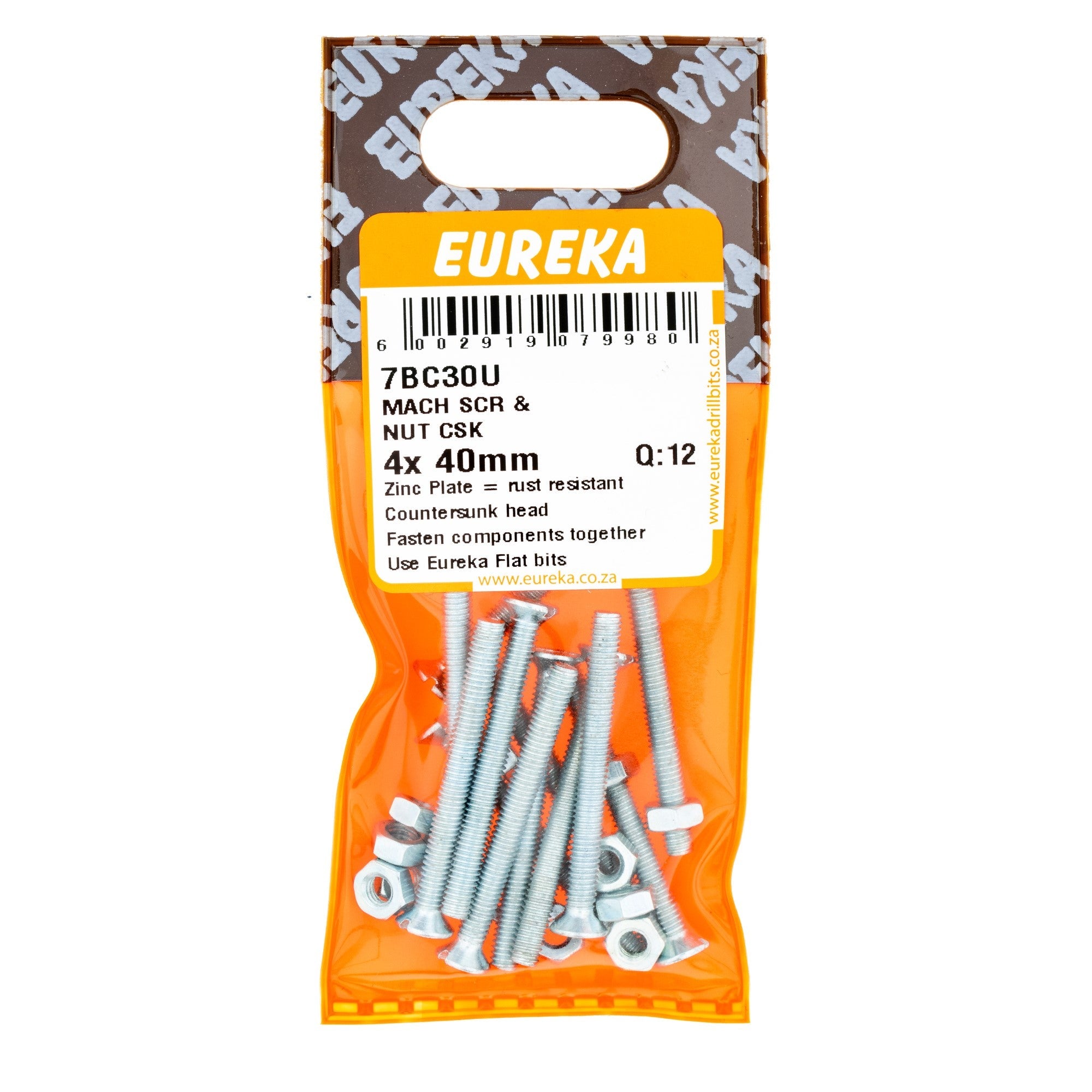 Eureka Screw & Nut CSK 4 x 40mm Q:102