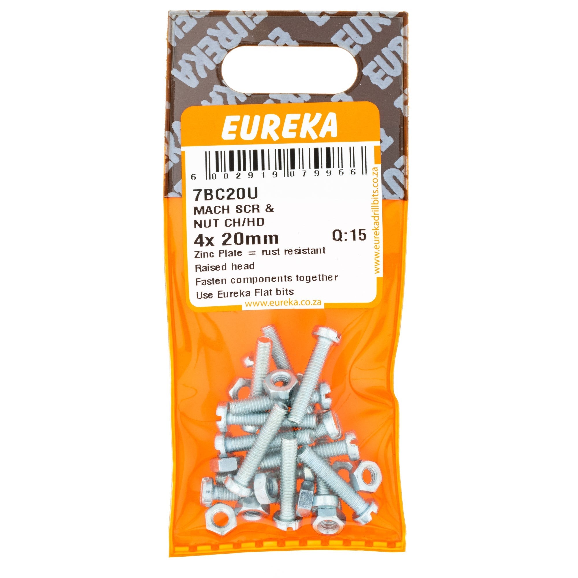 SCREW & NUT MACH CH/HD 4X20MM Q:15 EUREK
