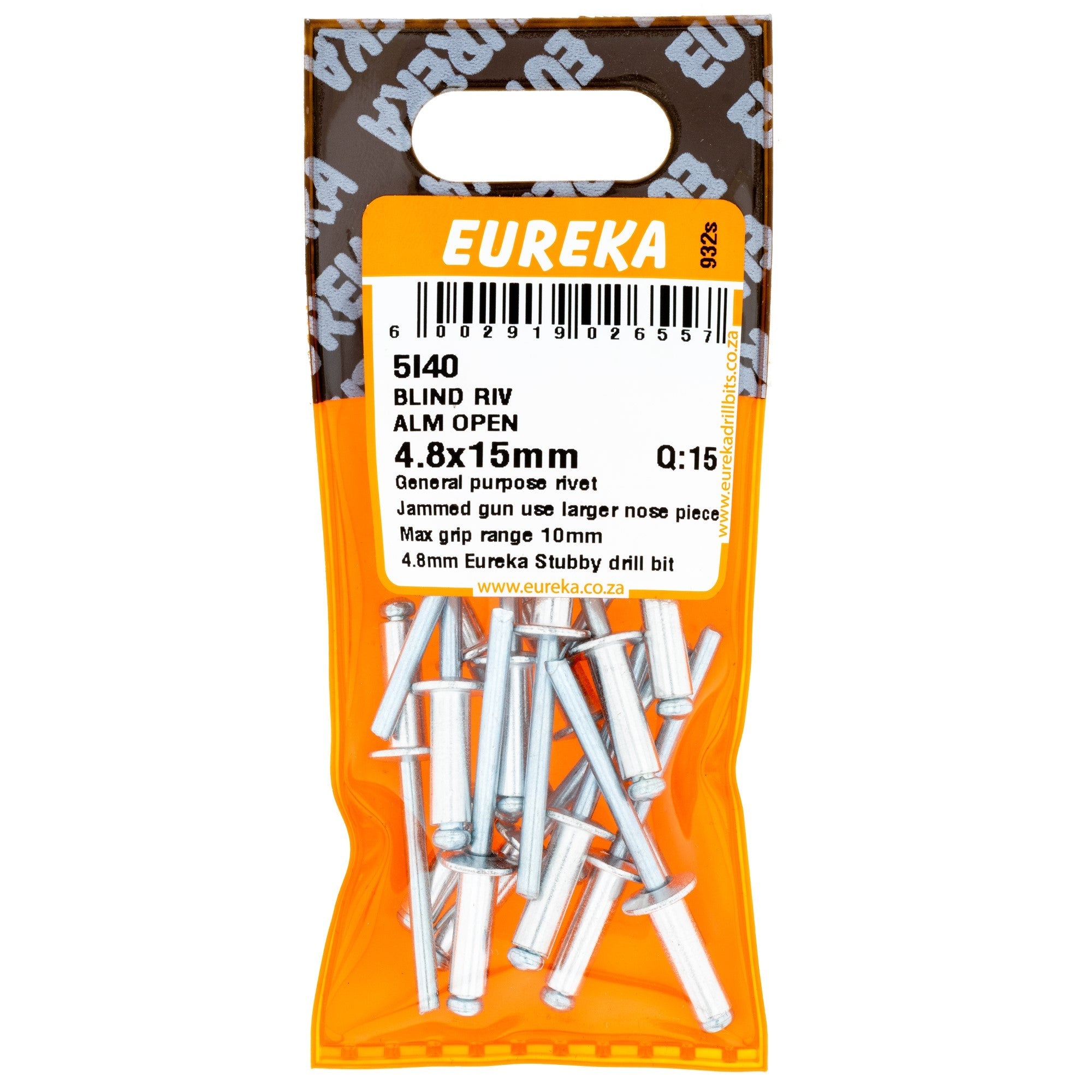 Eureka Blind Riv Alm Open 4.8 x 15mm Q:15