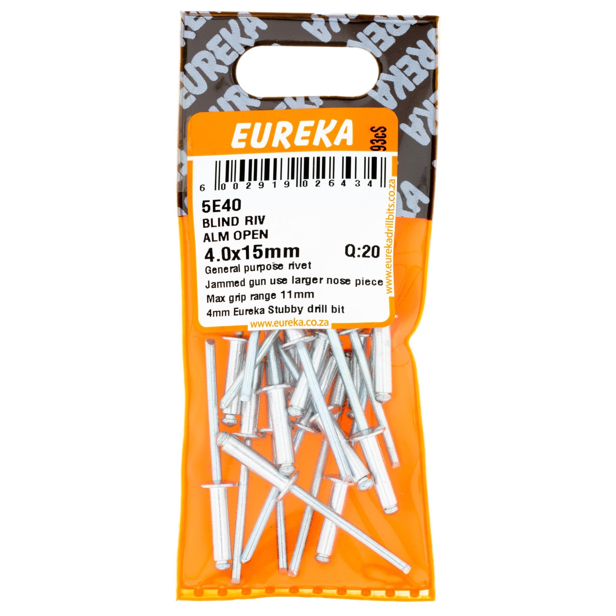 Eureka Blind Riv Alm Open 4.0 x 15mm 5E40