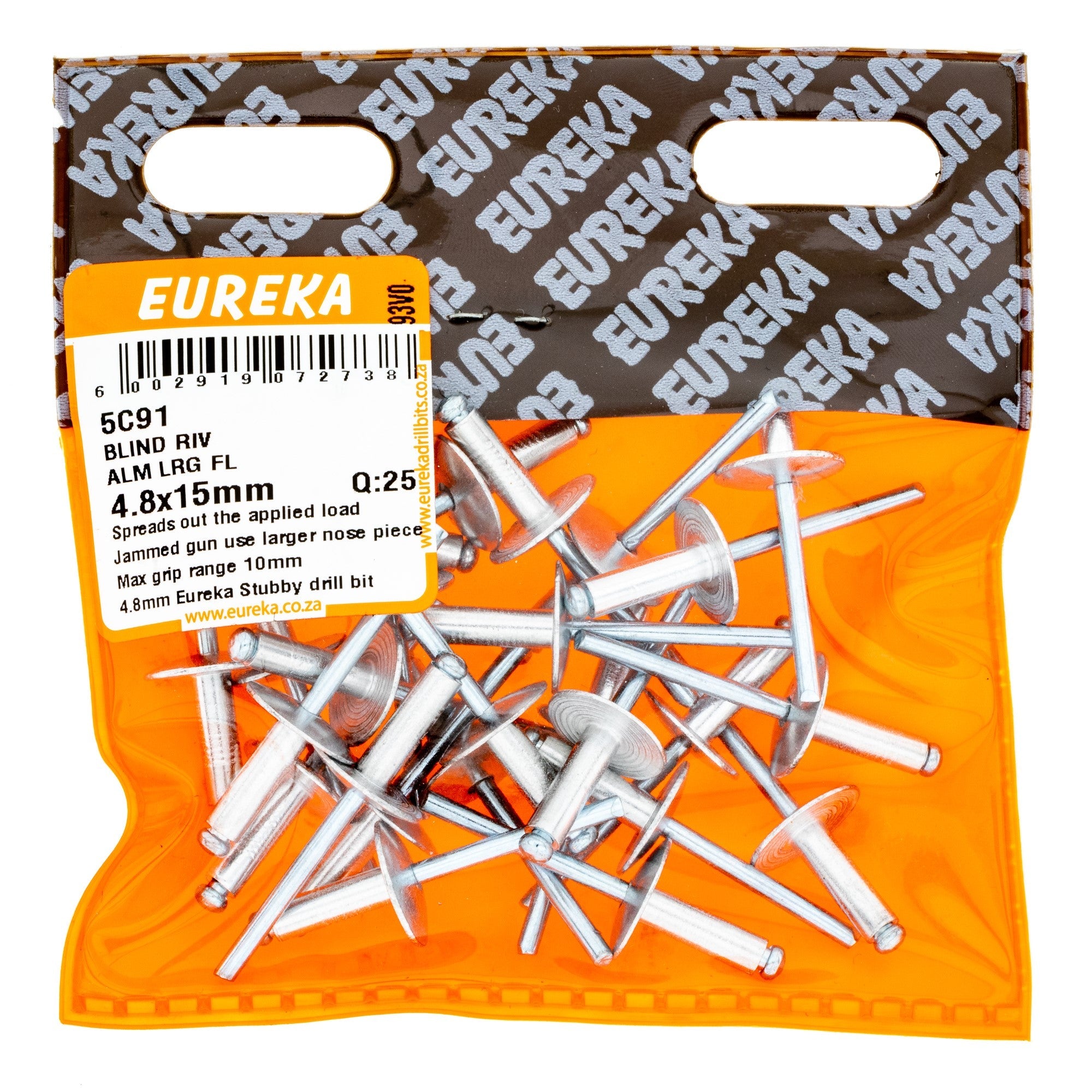 Eureka Blind Riv Alm Lrg FL 4.8 x 15mm Q:25 Eurek
