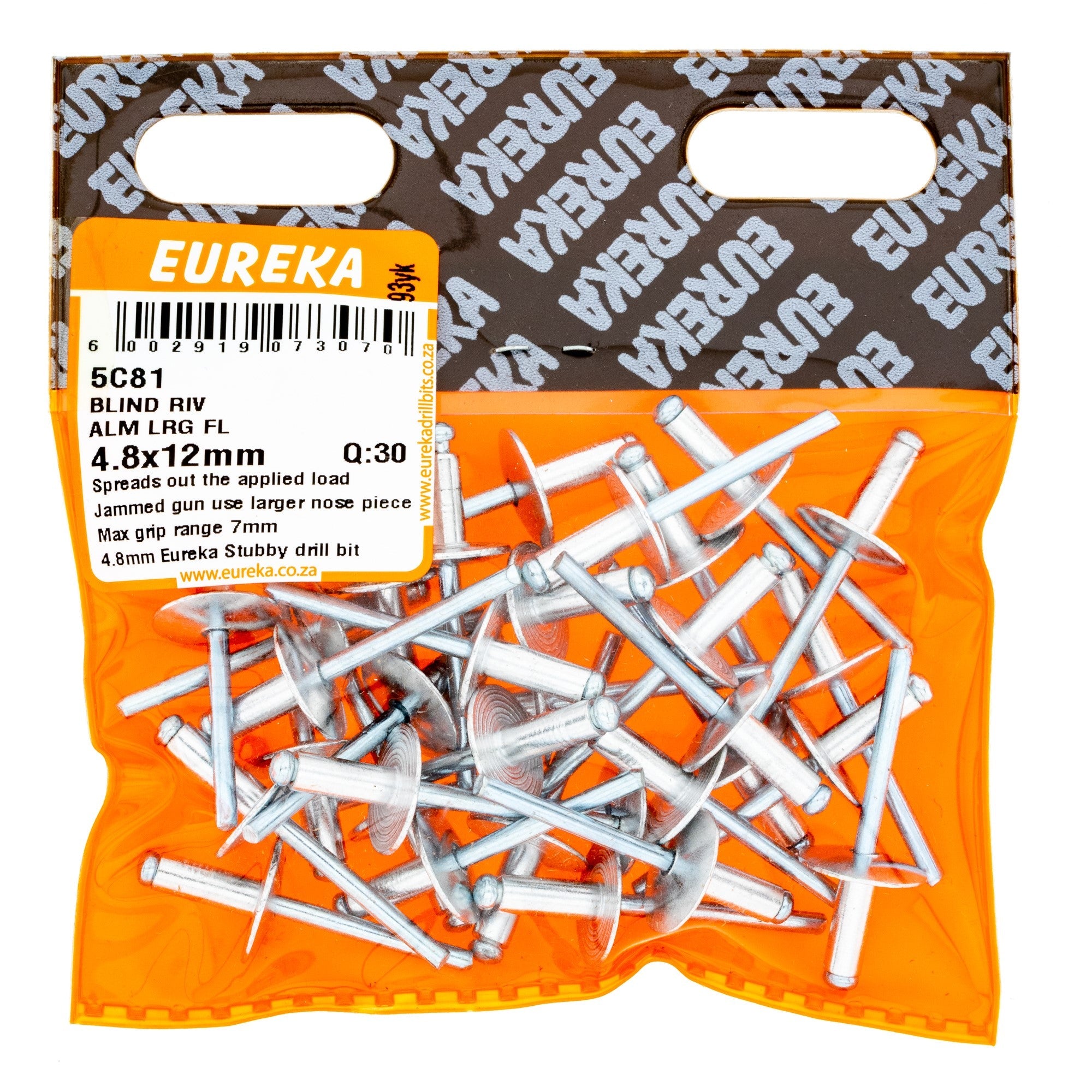 Eureka Blind Riv Alm Lrg FL 4.8 x 12mm Q:30 Eurek