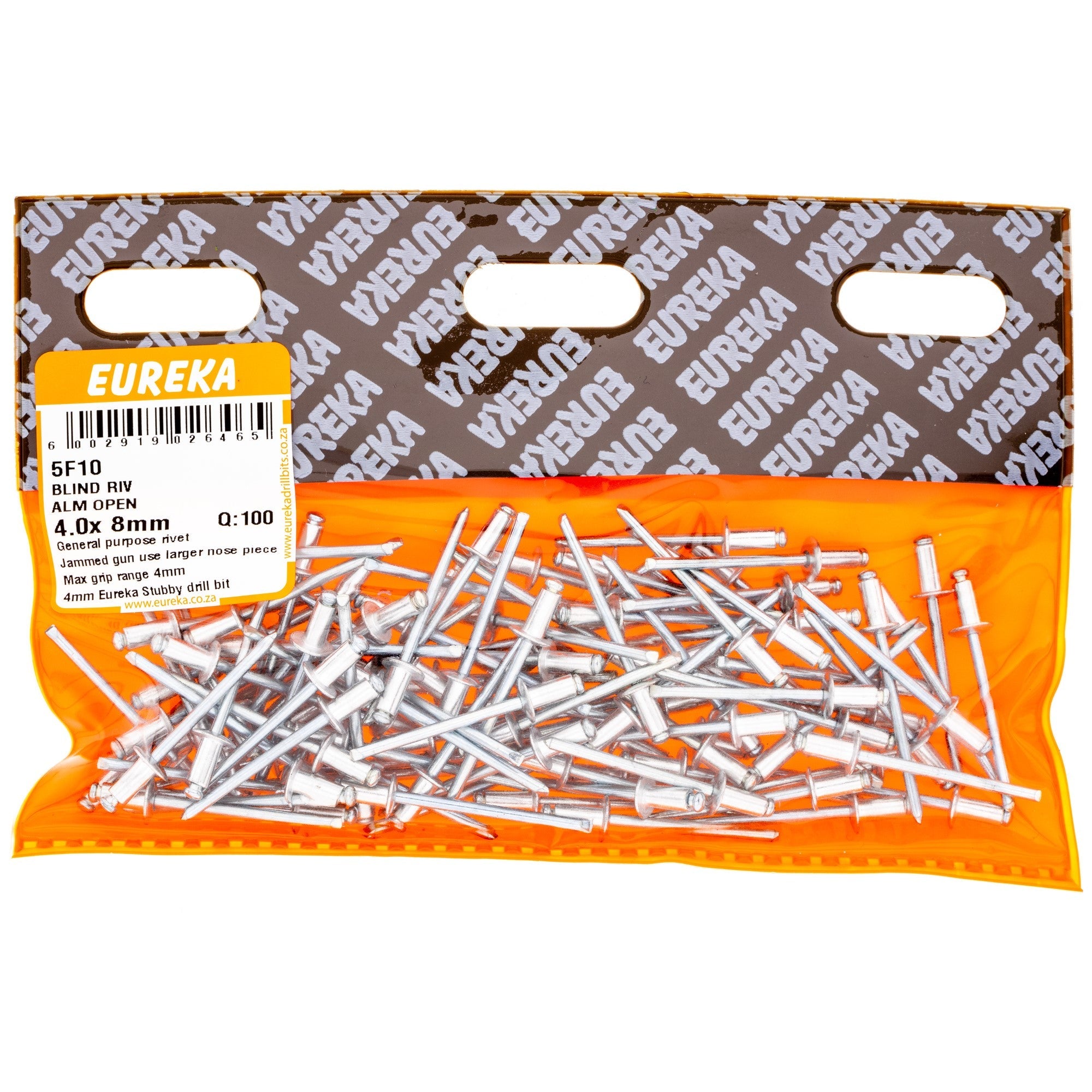 Eureka Blind Riv Alm Open 4.0 x 8mm Q:100