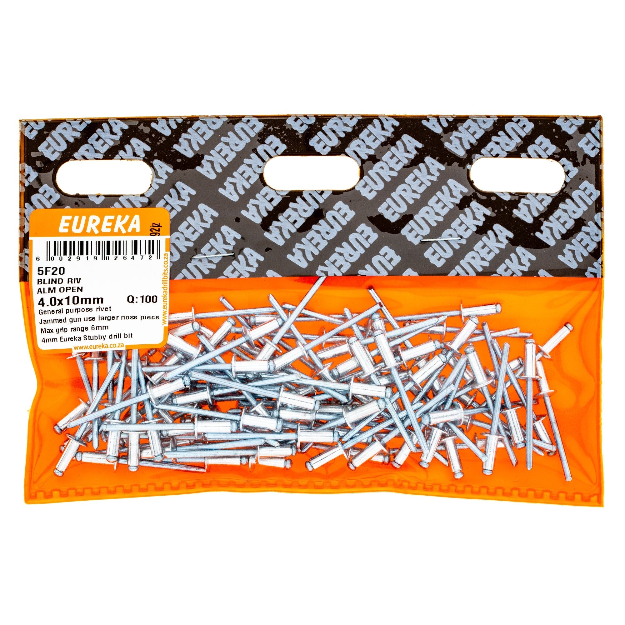 Eureka Blind Riv Alm Open 4.0 x 10mm Q:100
