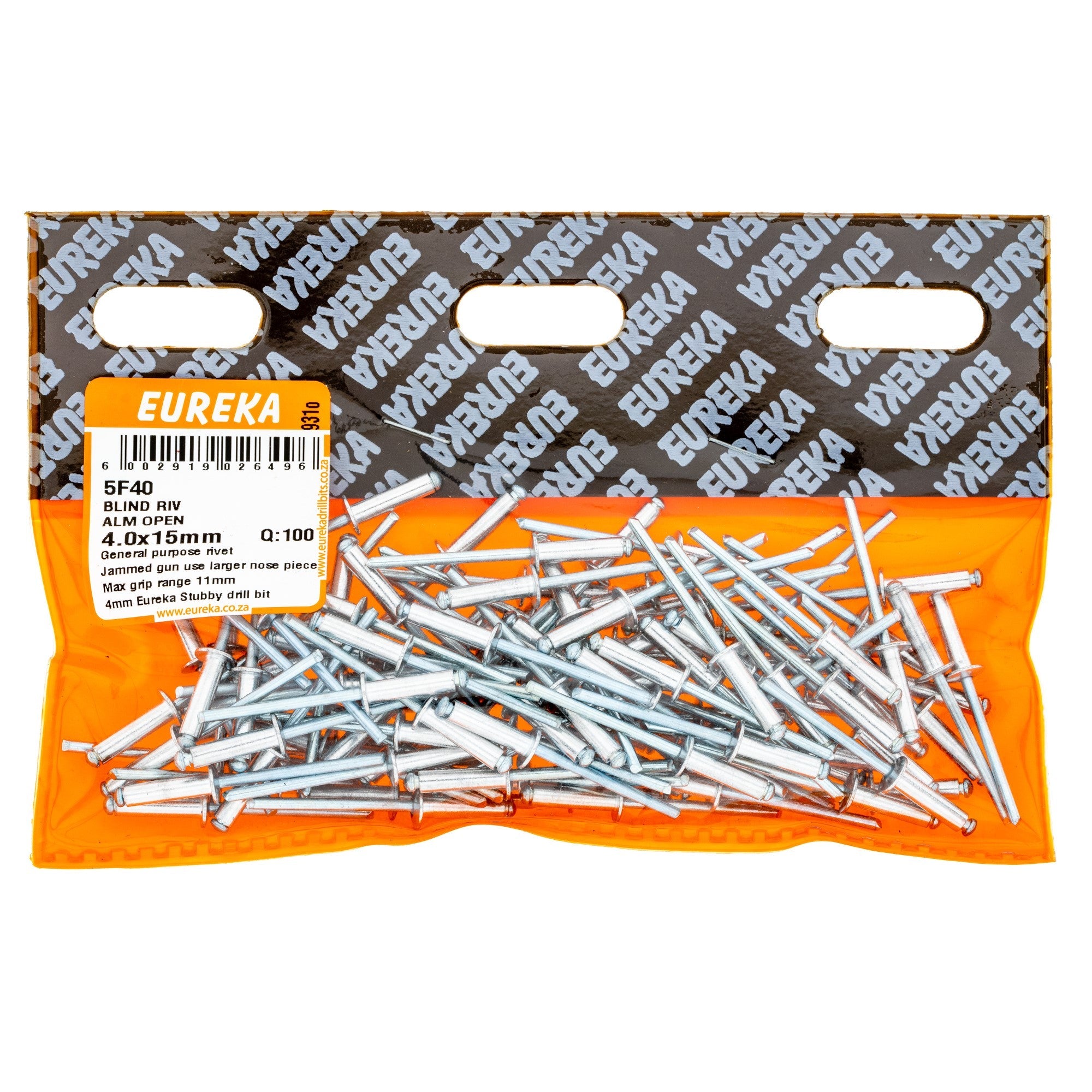 Eureka Blind Riv Alm Open 4.0 x 15mm Q:100