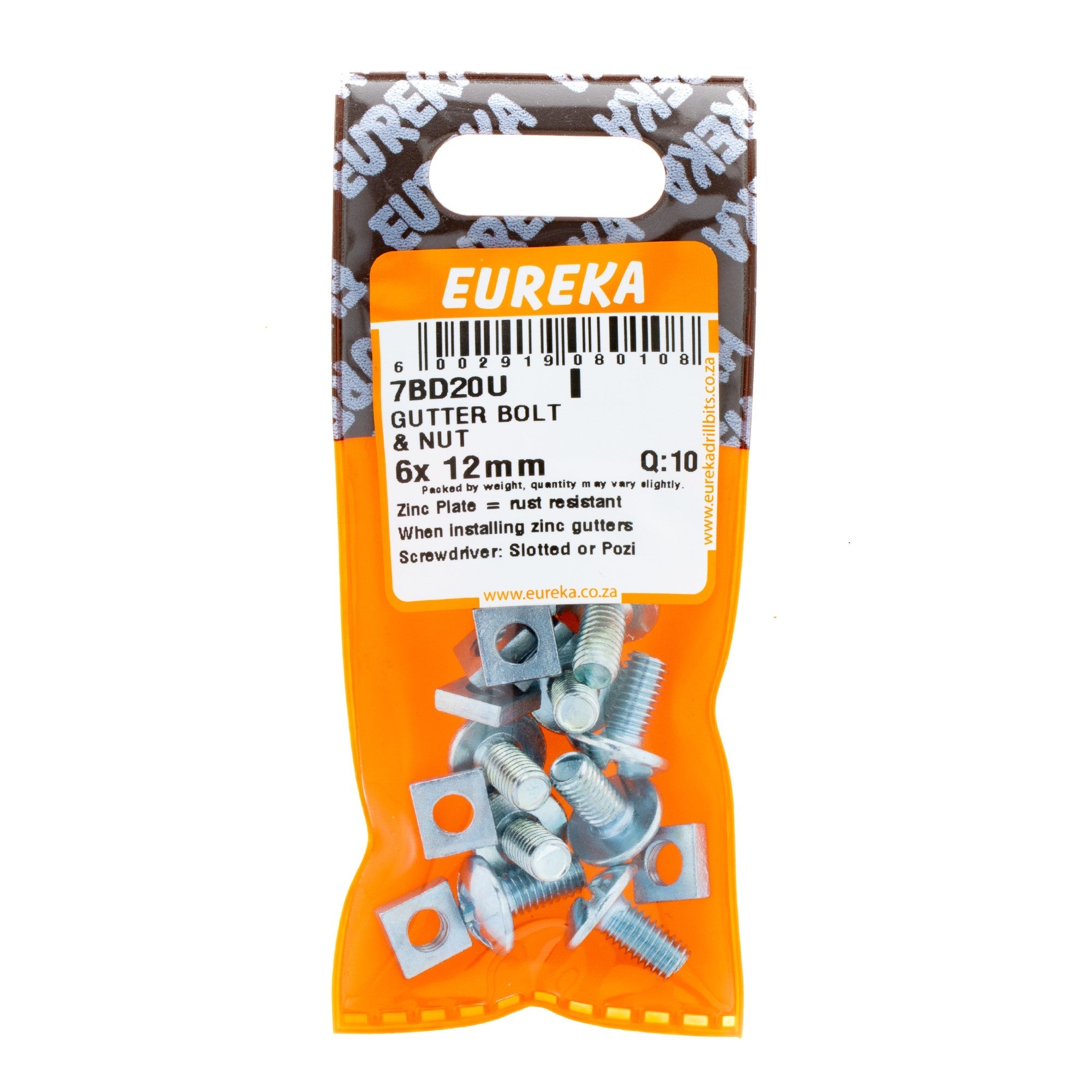 Eureka Gutter Bolt & Nut 6 x 12mm Q:10