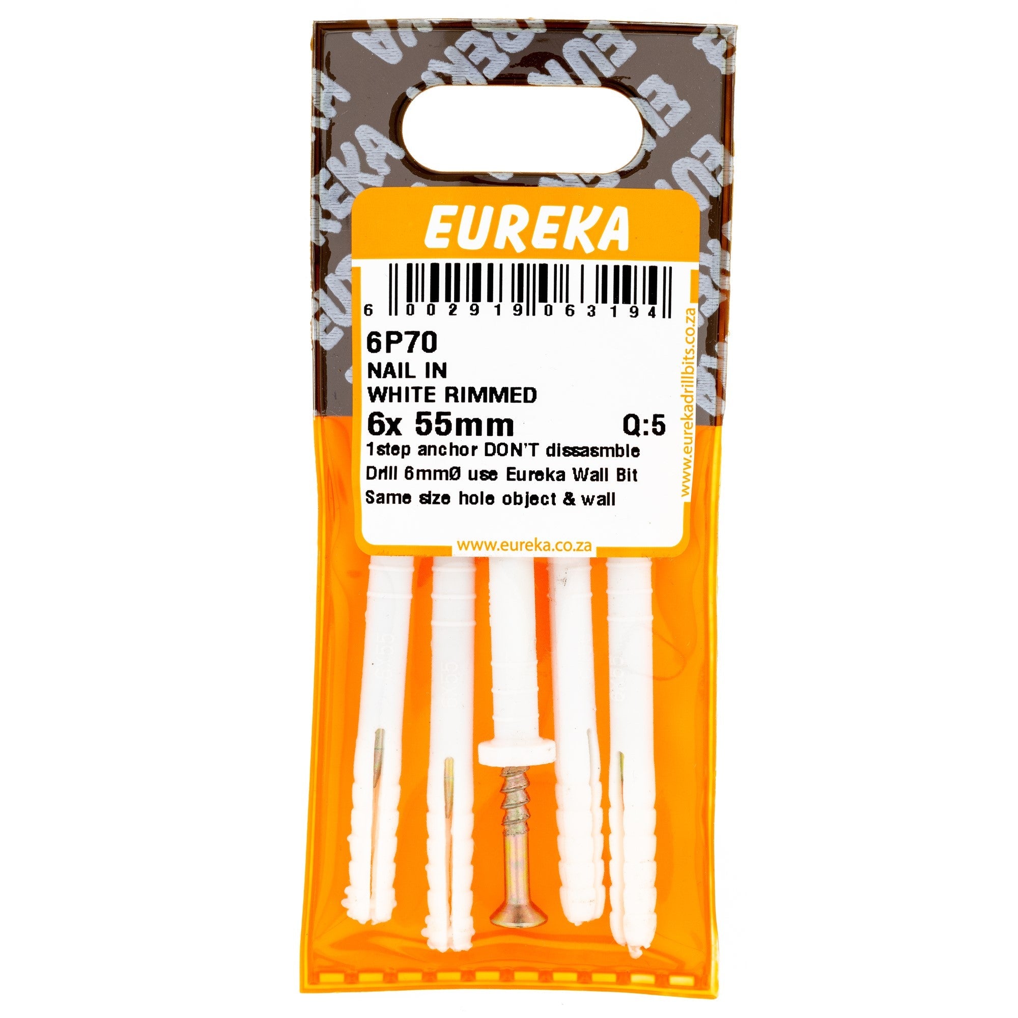 Eureka Nail & WHT Rimmed 6 x 55mm Q:5