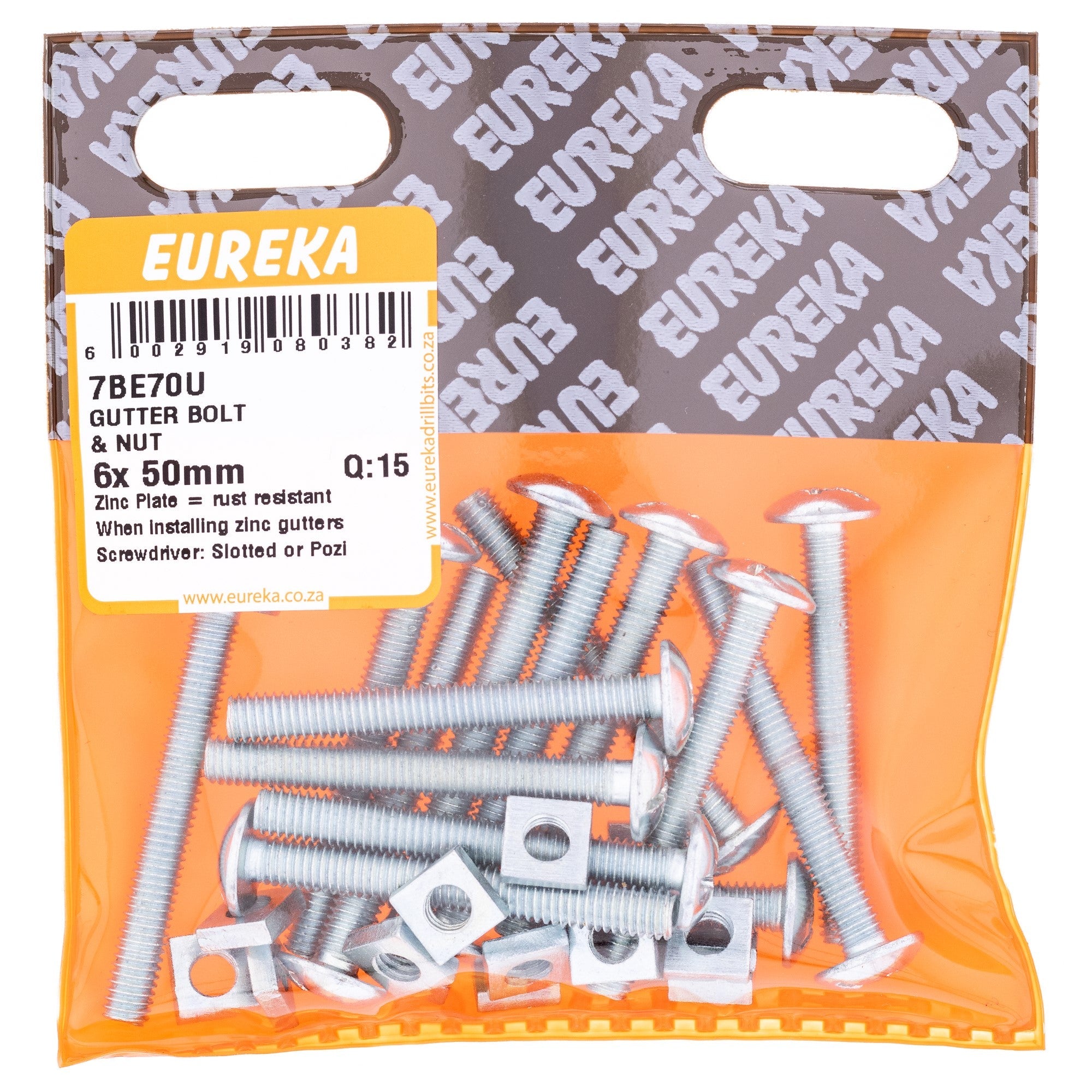 Eureka Gutter Bolt & Nut 6 x 50mm Q:15