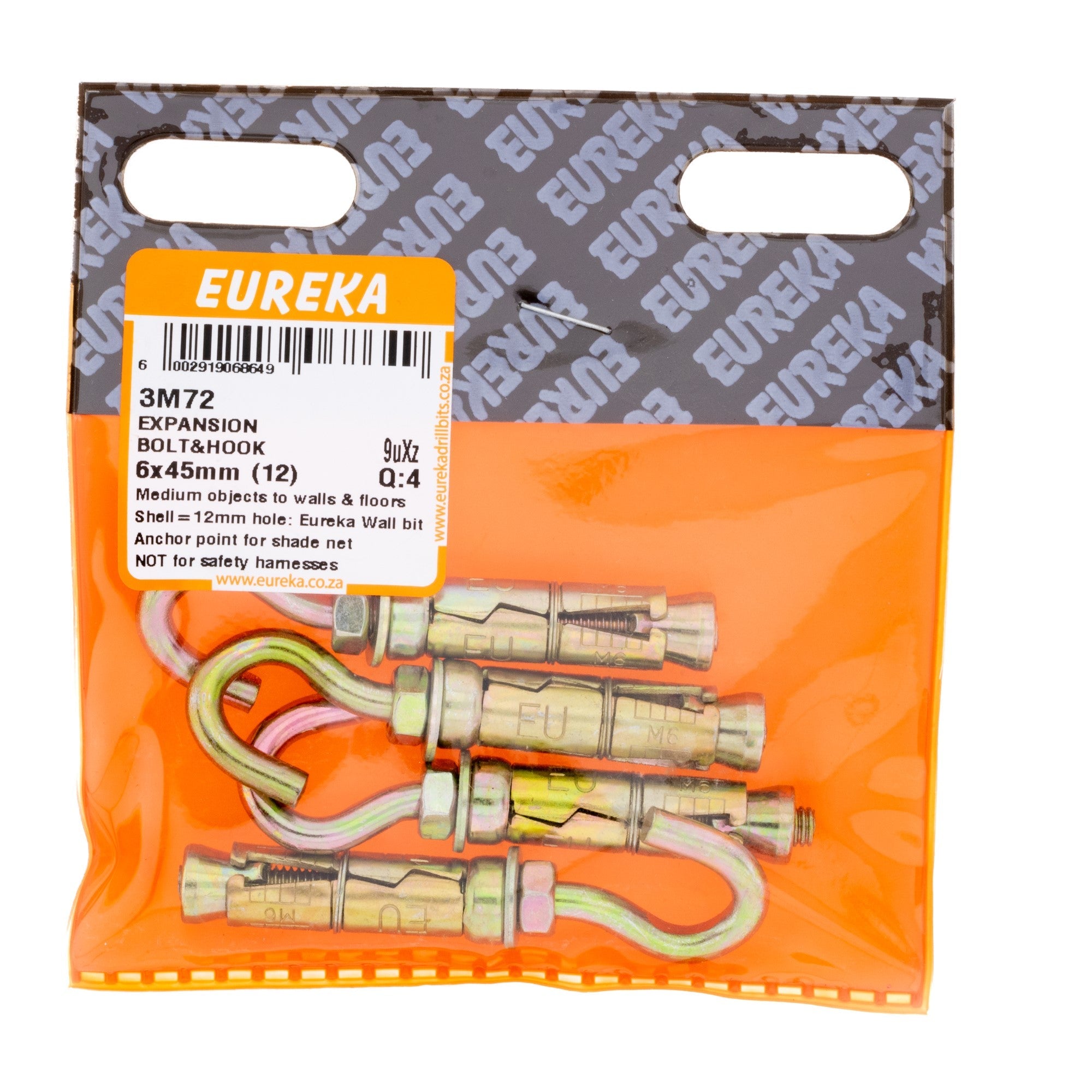 Eureka Expansion Bolt & Hook 6 x 45mm Q:4