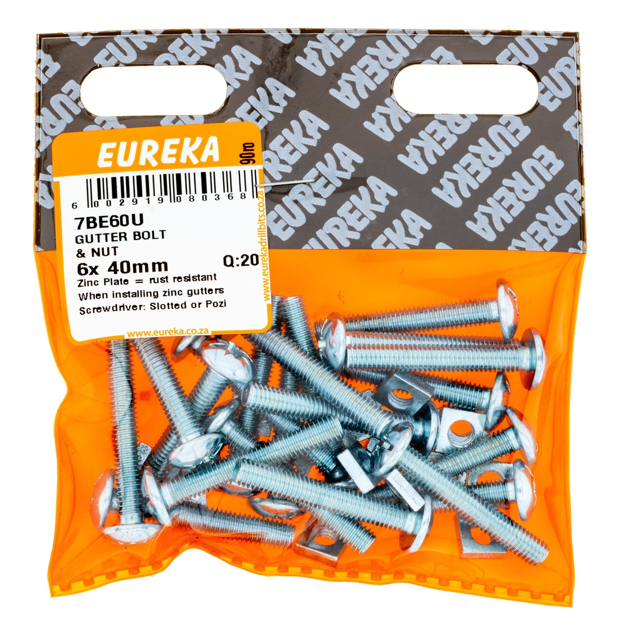 Eureka Gutter Bolt & Nut 6 x 40mm Q:20