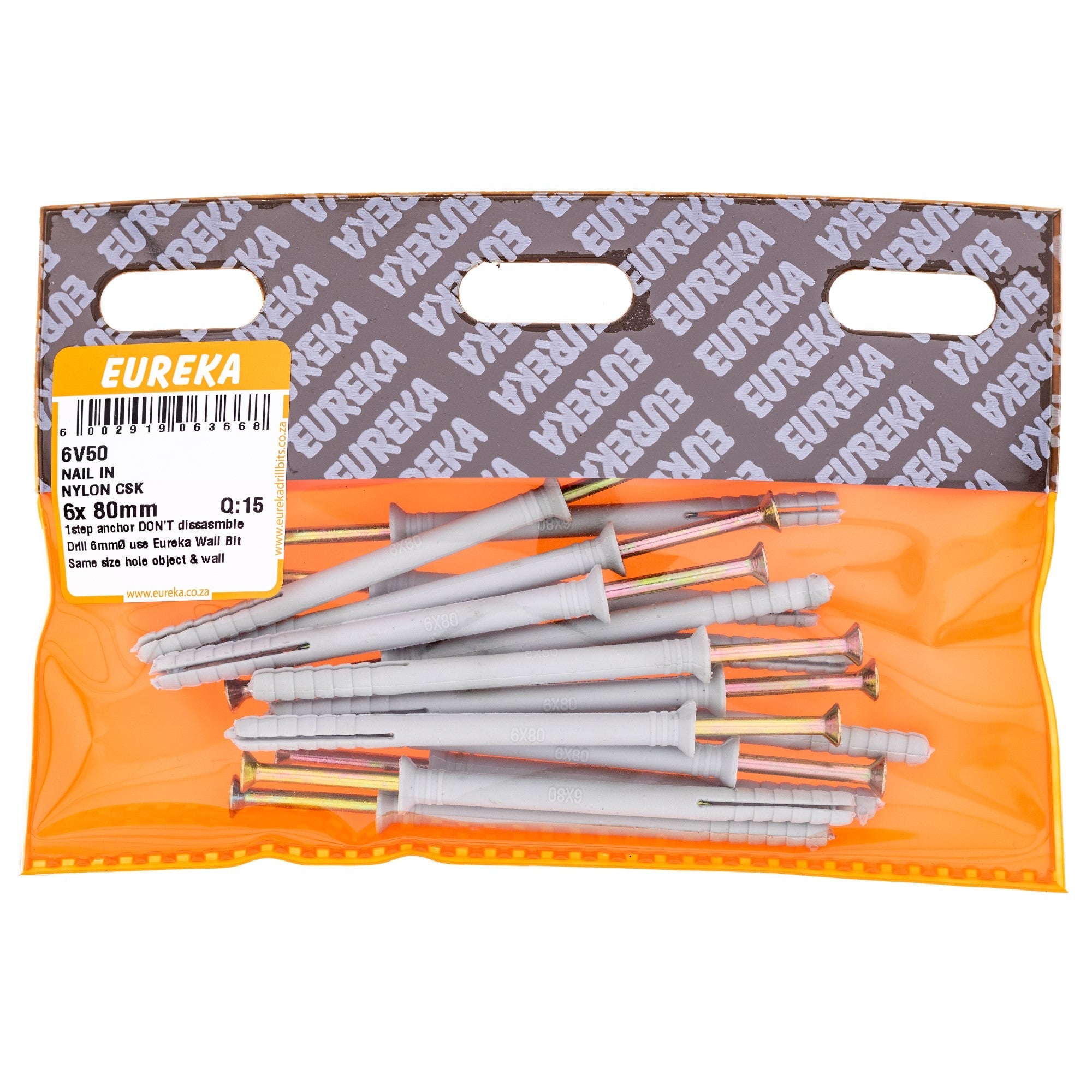 Eureka Nail & Nylon CSK 6 x 80mm Q:15