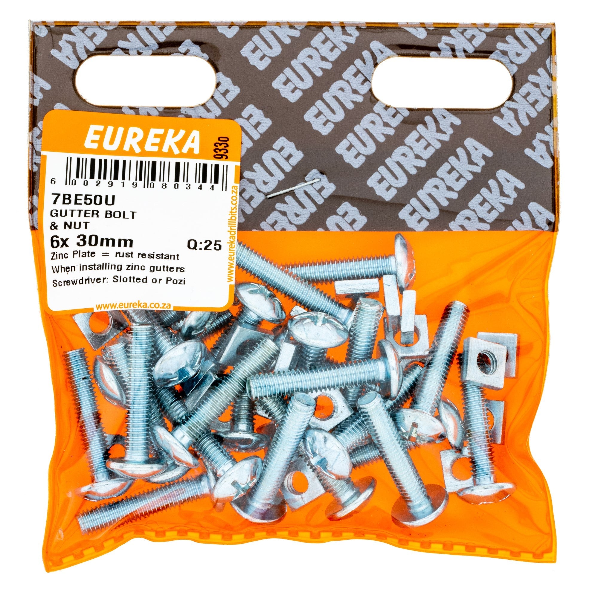 GUTTER BOLT & NUT6X30MM Q:25 EUREKA