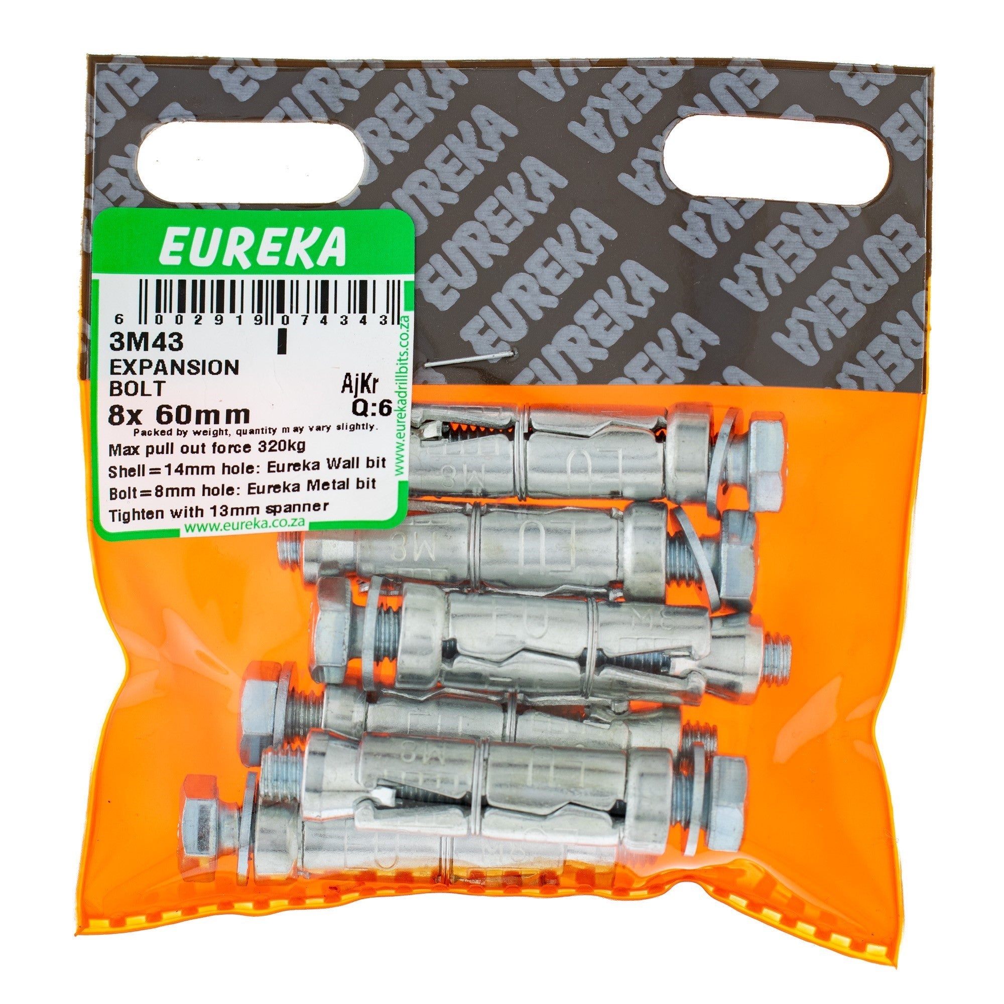 Eureka Expansion Bolt 14mm 8 x 60mm Q:6